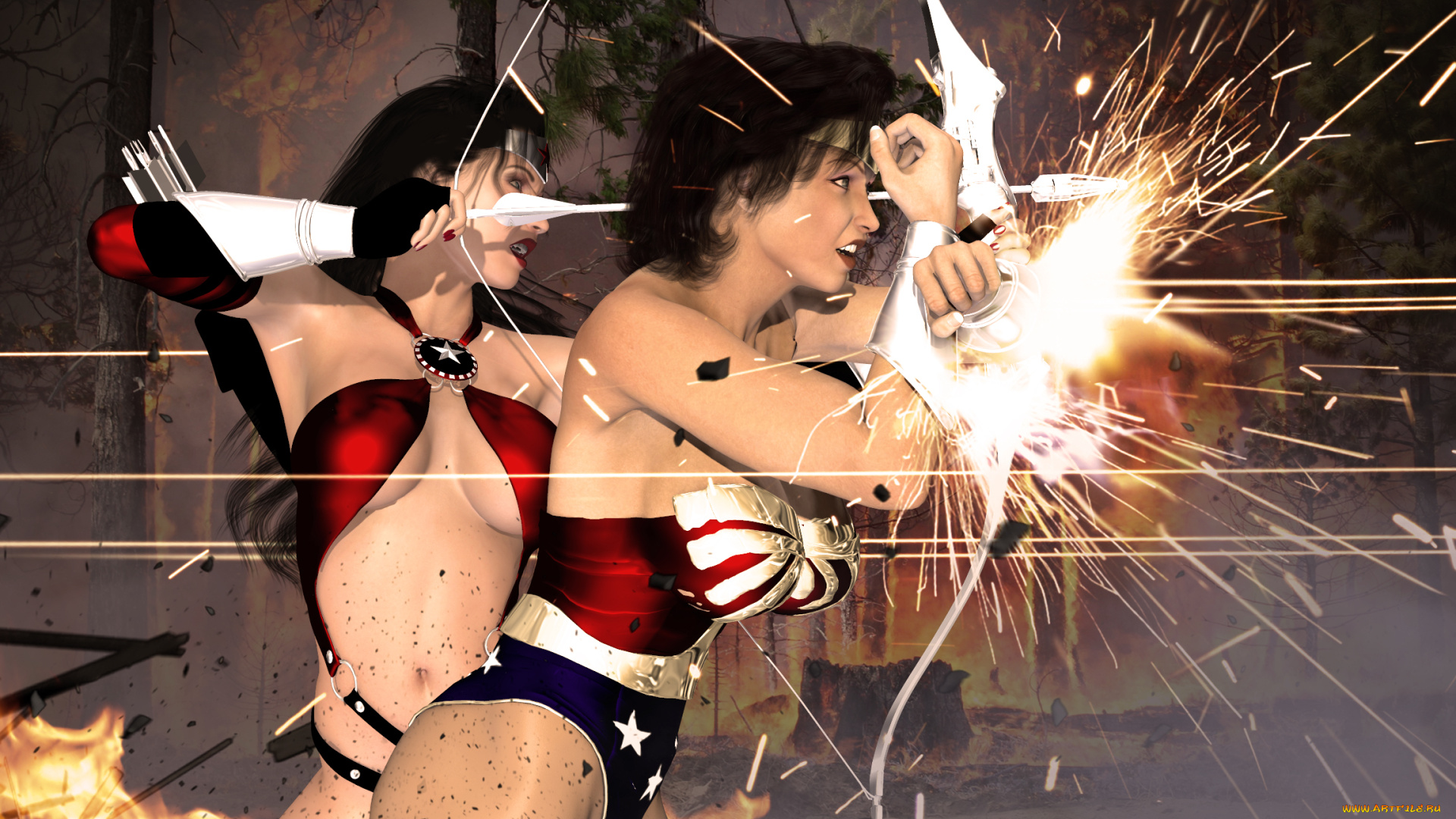 3д, графика, фантазия, , fantasy, взгляд, девушки, фон