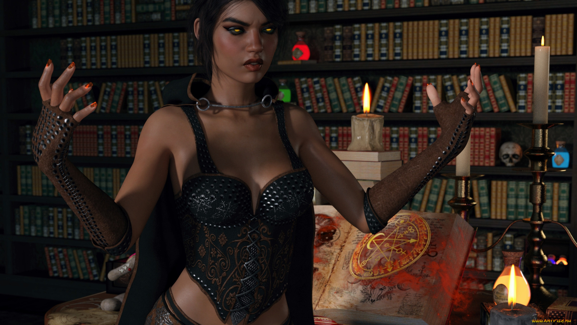 3д, графика, существа, , creatures, взгляд, фон, девушка