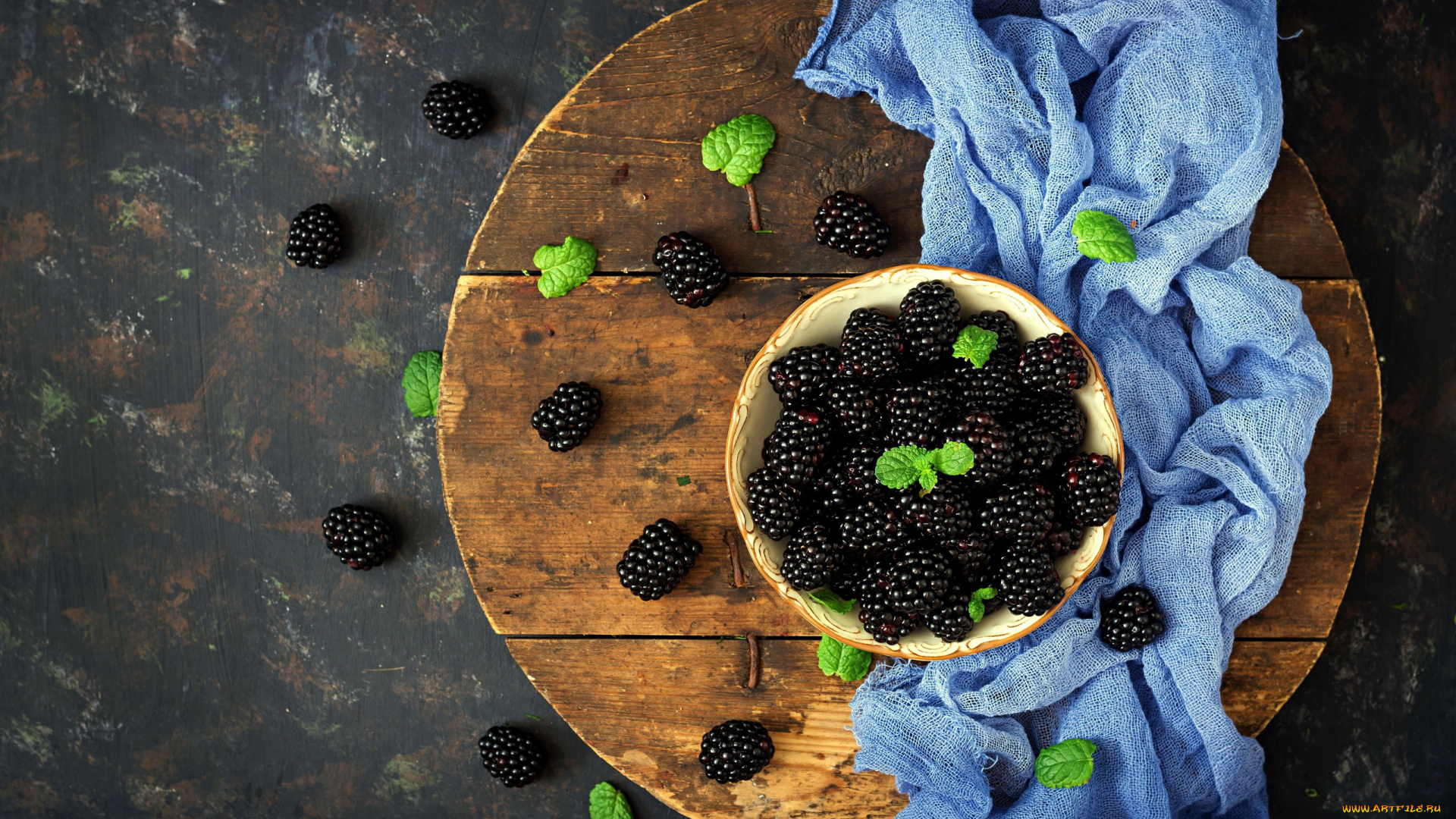 еда, ежевика, ягоды, мята