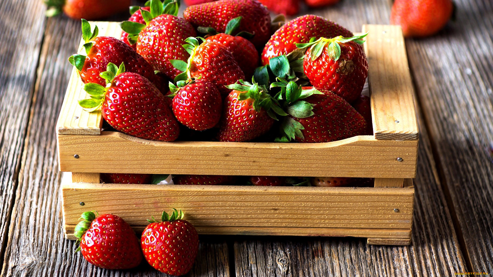 еда, клубника, , земляника, ящик, ягоды