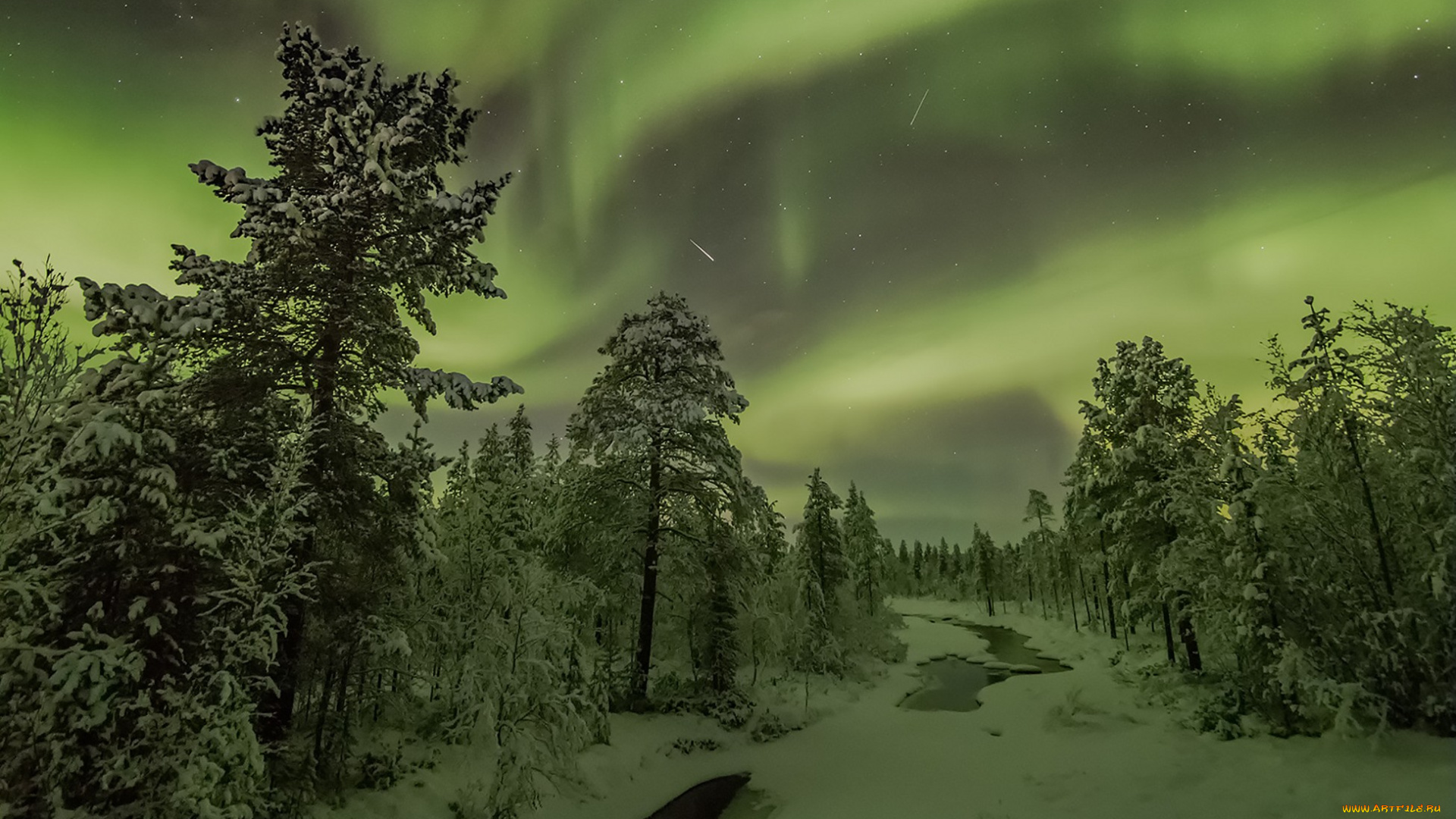 природа, северное, сияние, простор