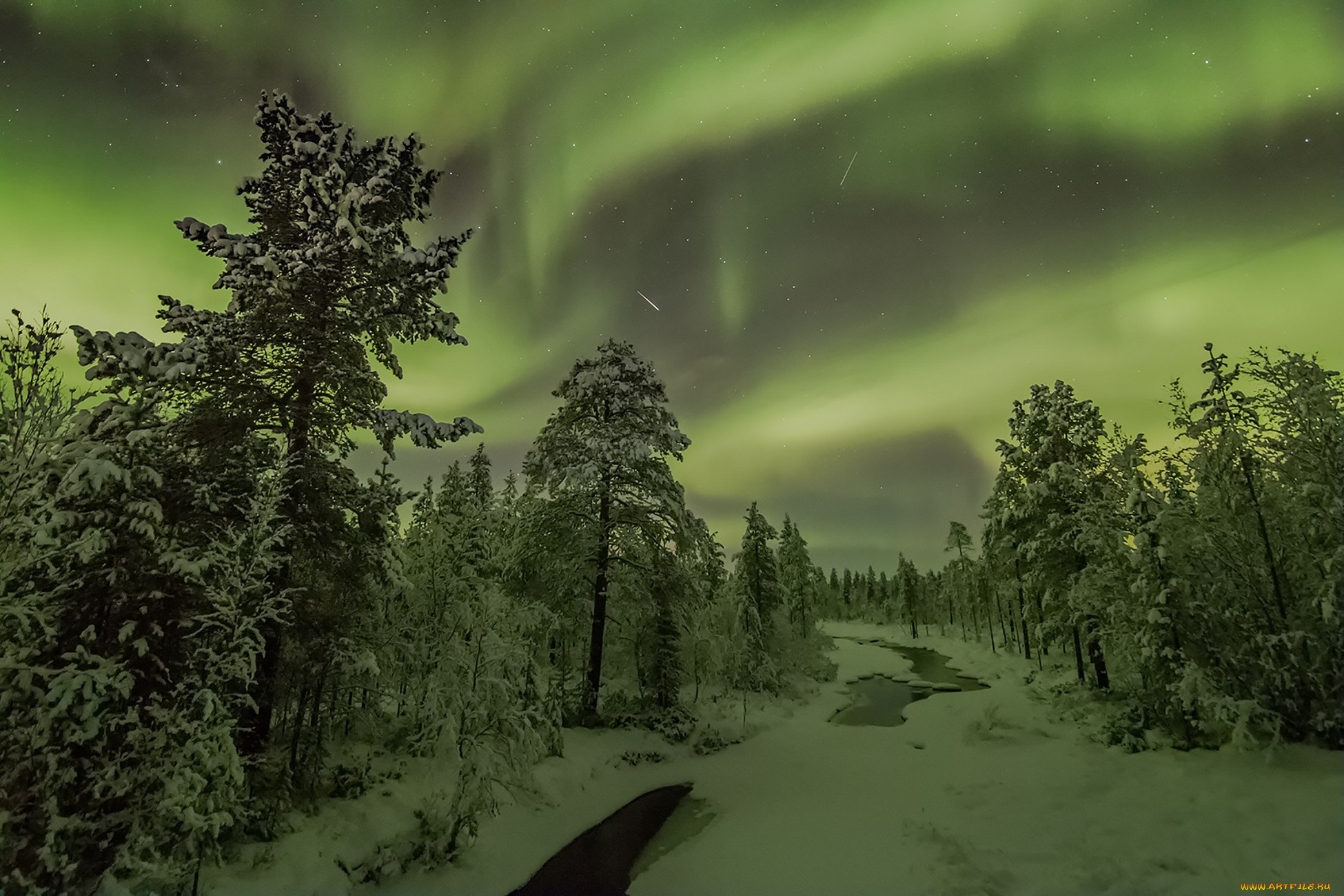 природа, северное, сияние, простор