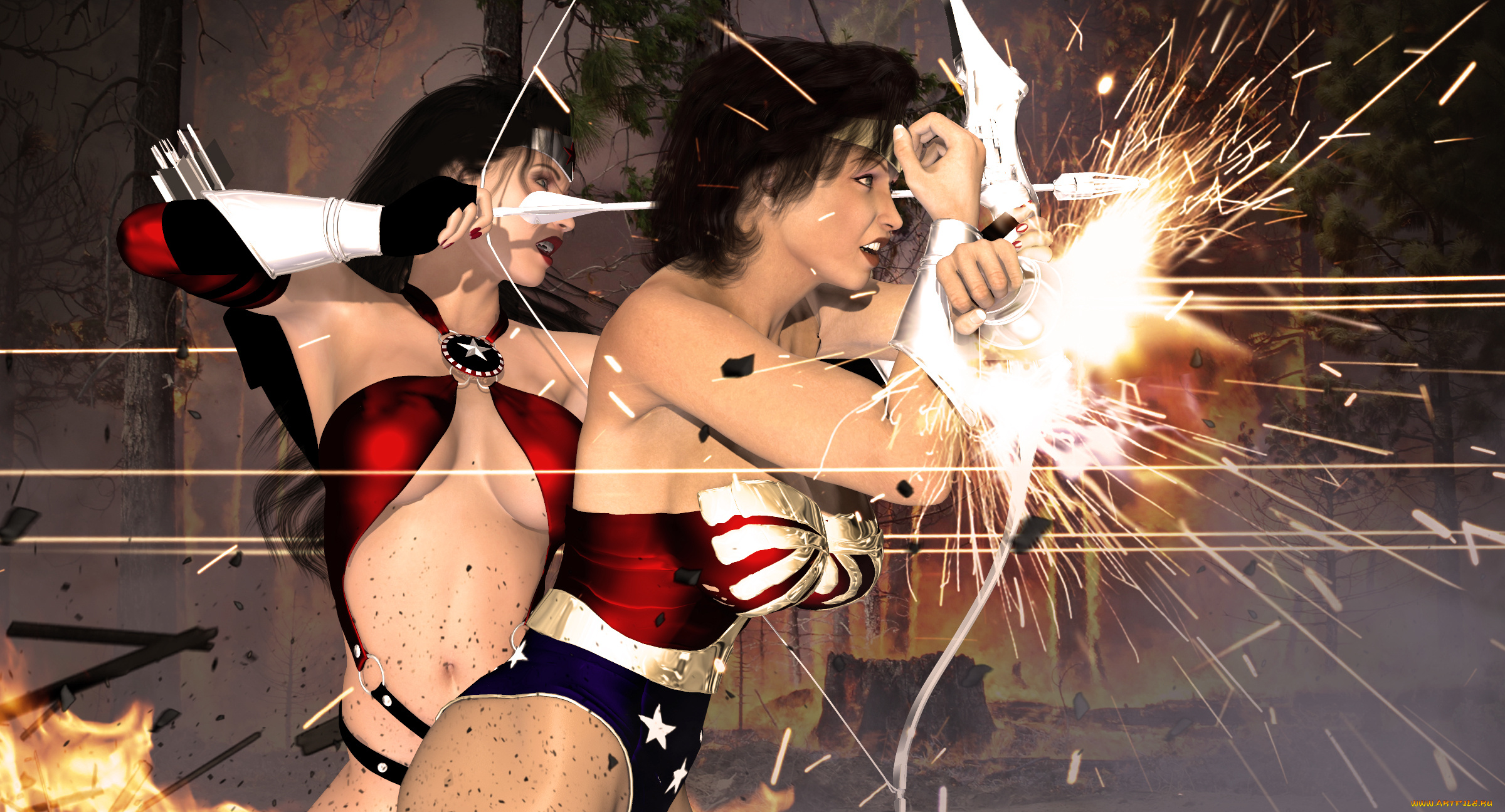 3д, графика, фантазия, , fantasy, взгляд, девушки, фон