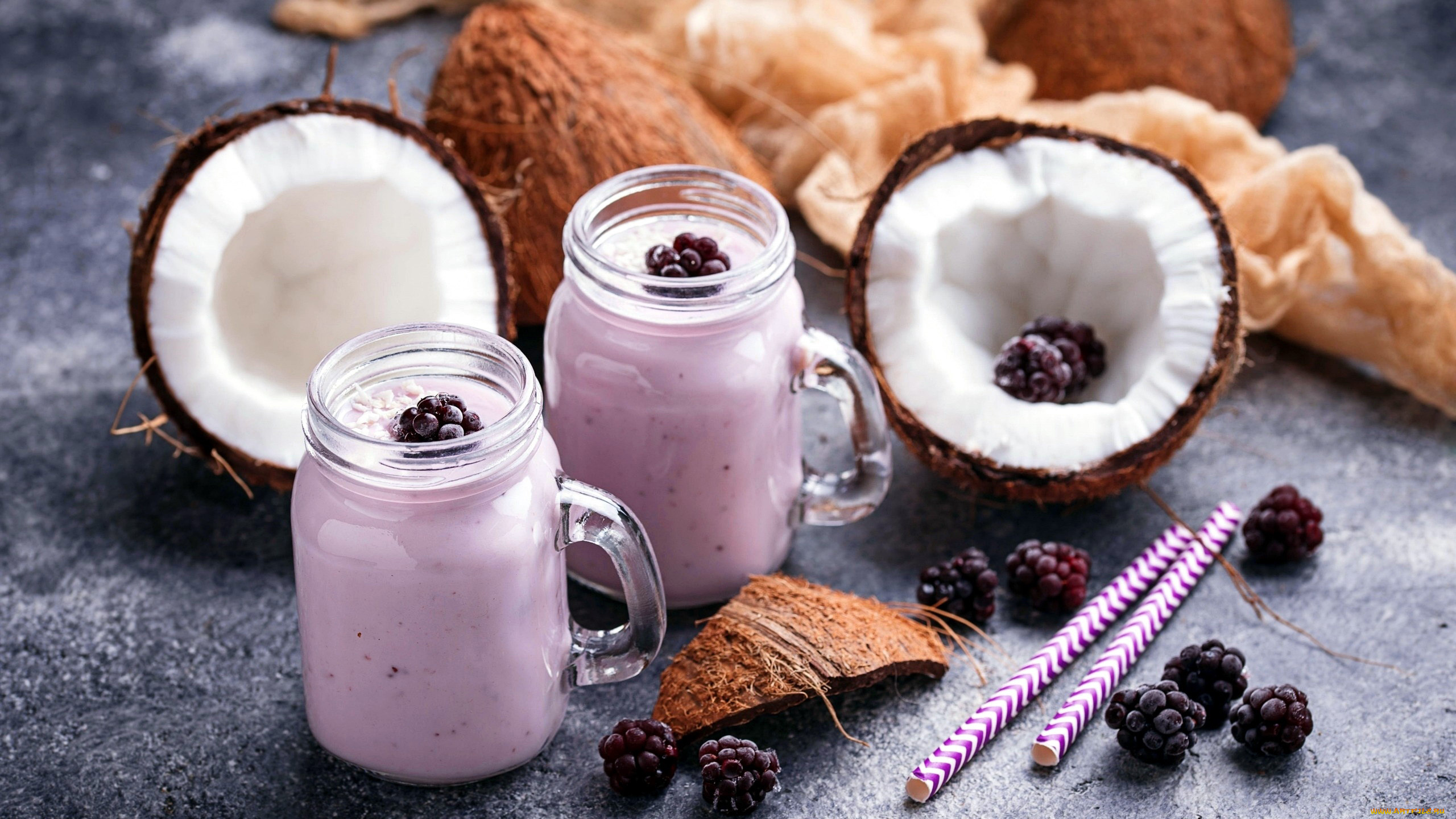 еда, мороженое, , десерты, ежевика, десерт, кокос