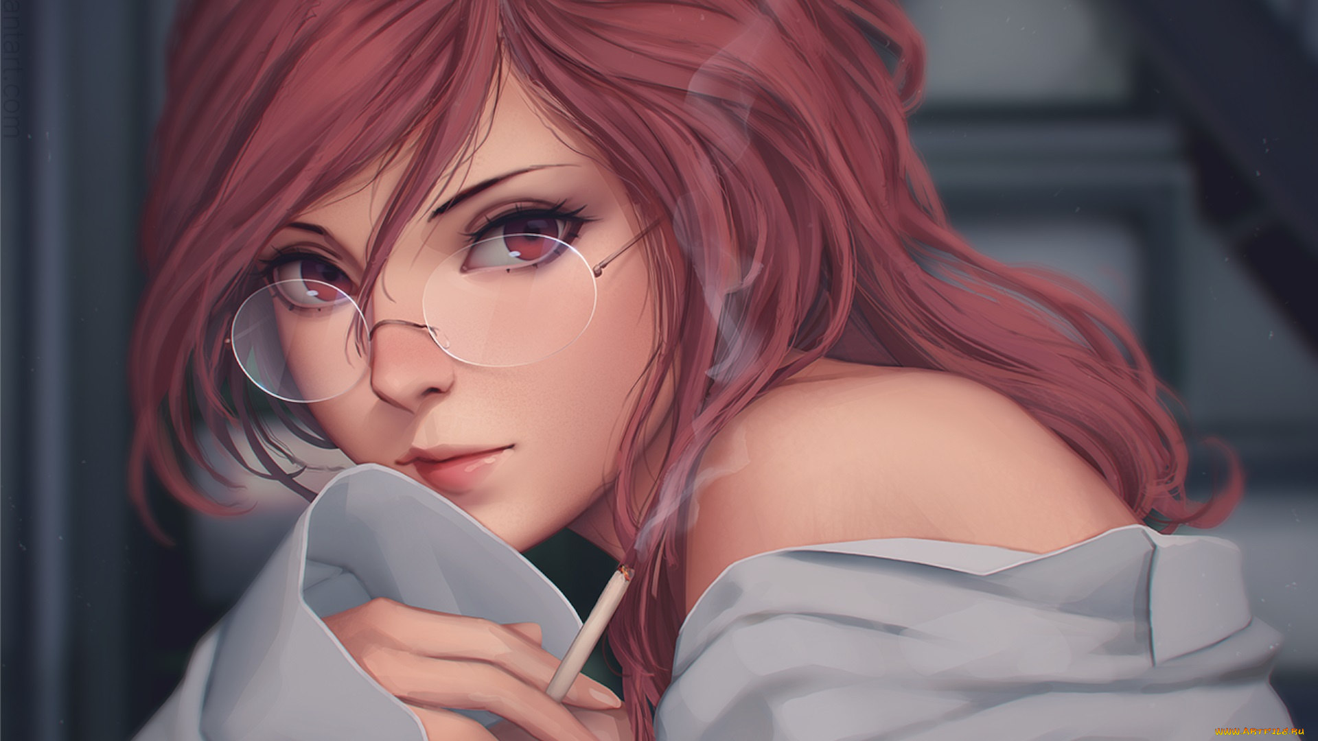 аниме, kara, no, kyokai, девушка, взгляд, фон