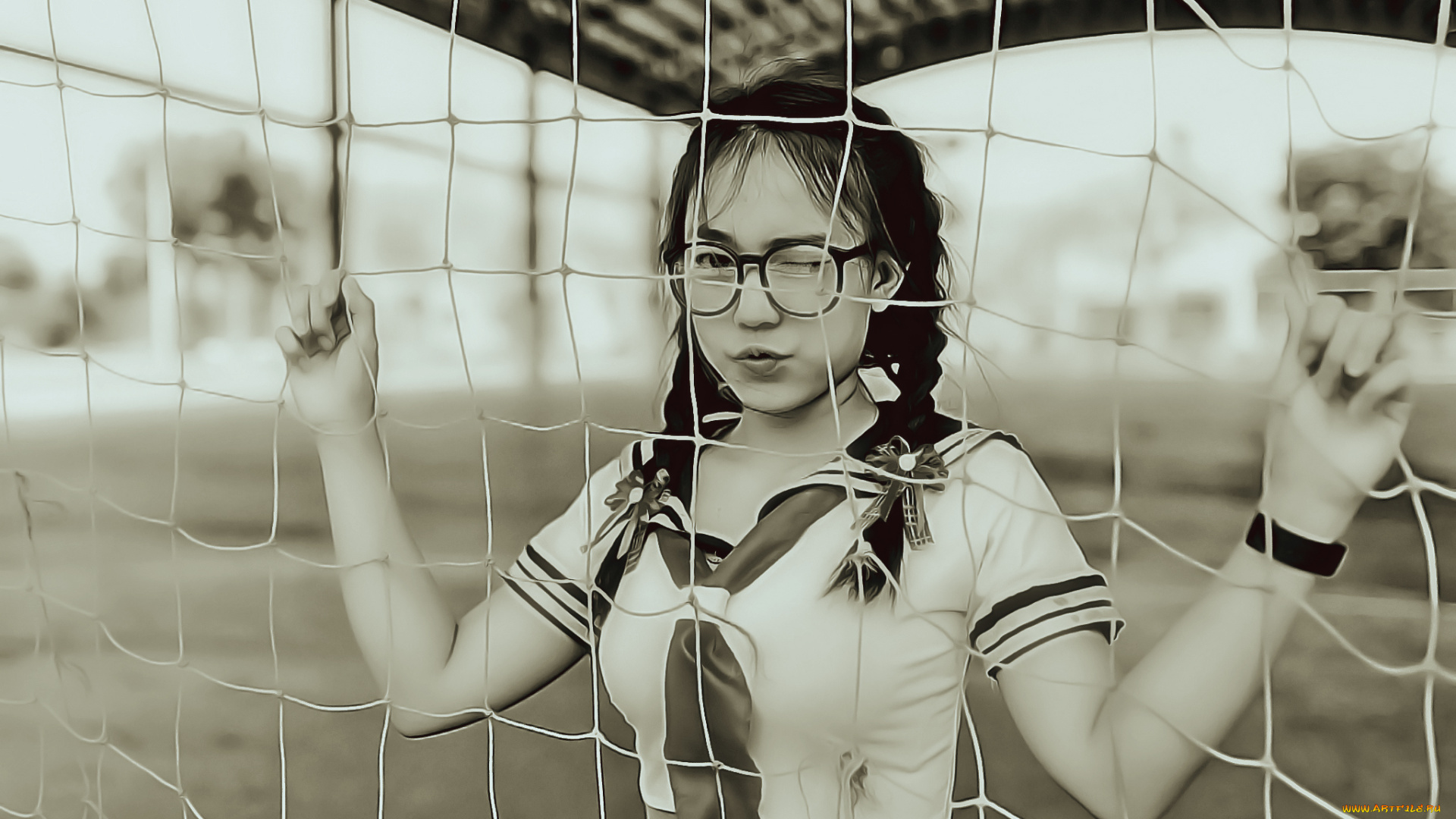 календари, компьютерный, дизайн, очки, девушка, азиатка, calendar, униформа, сетка