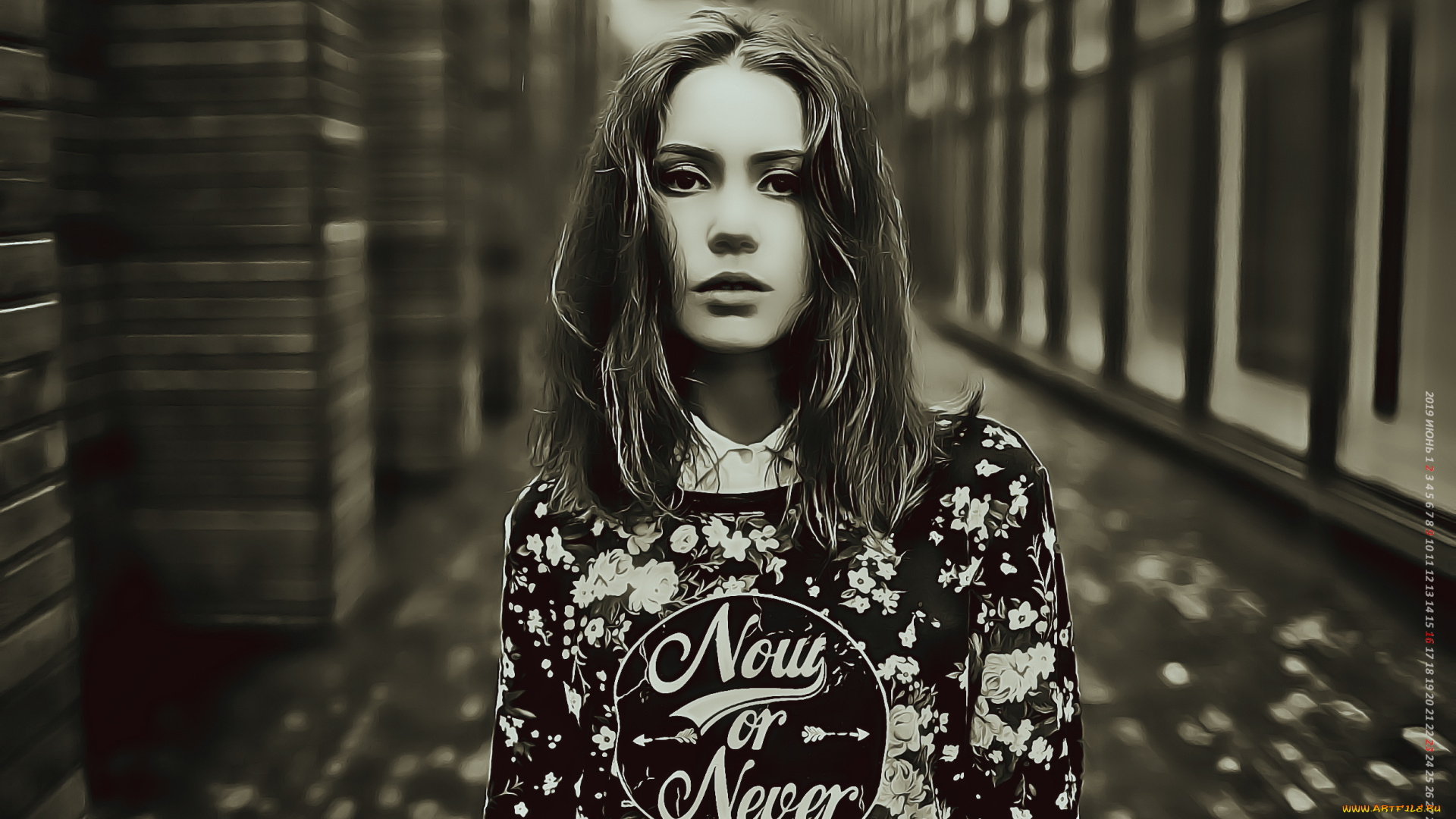 календари, компьютерный, дизайн, взгляд, девушка, calendar