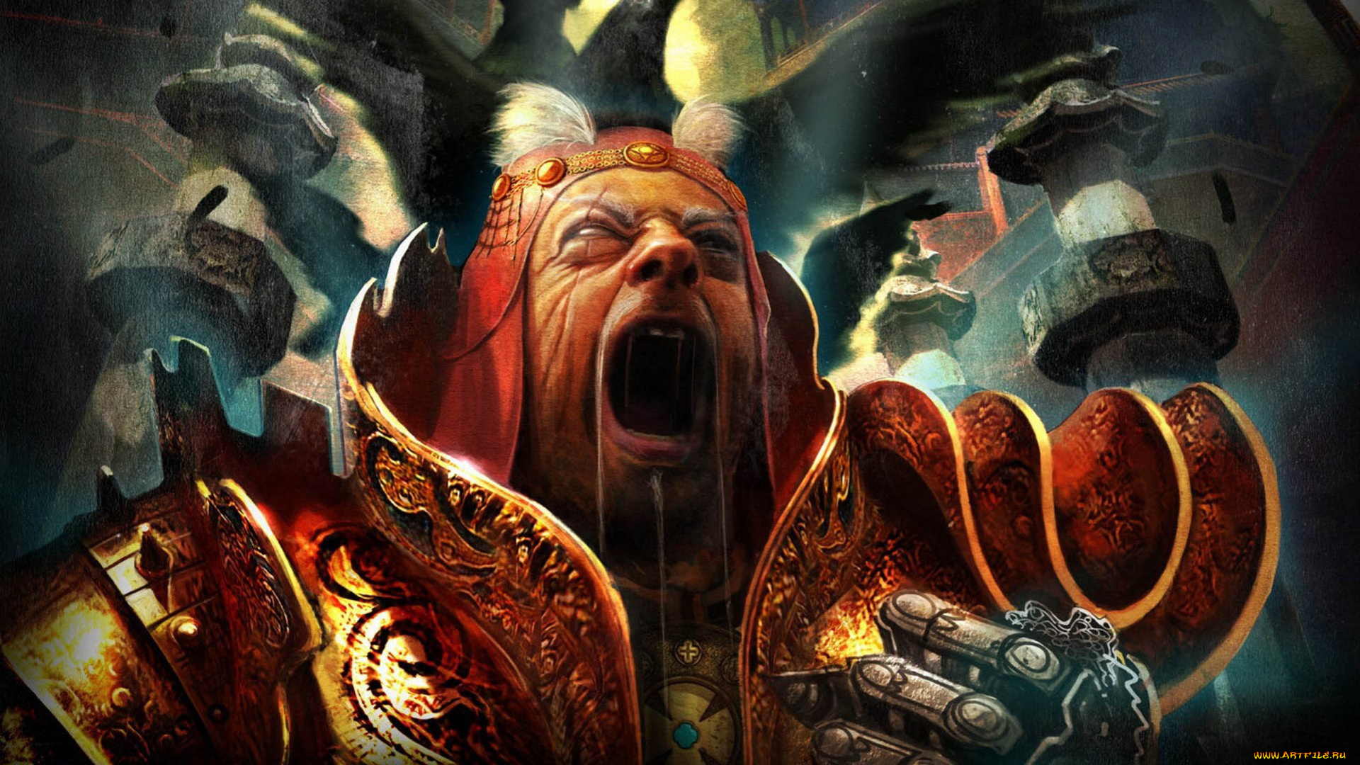 видео, игры, heavenly, sword, крик, крепость, доспехи, злодей