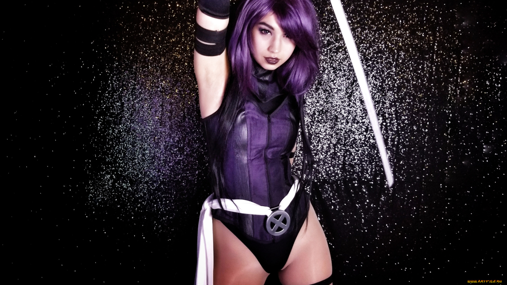 девушки, -, креатив, , косплей, девушка, фон, взгляд, униформа, катана