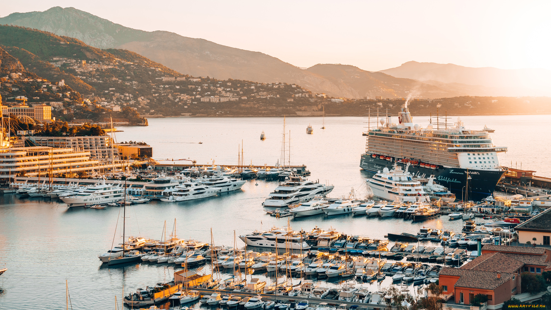 города, монте-карло, , монако, mein, schiff, 5, порт, яхты, круизные, суда, причал, монте, карло, лайнер
