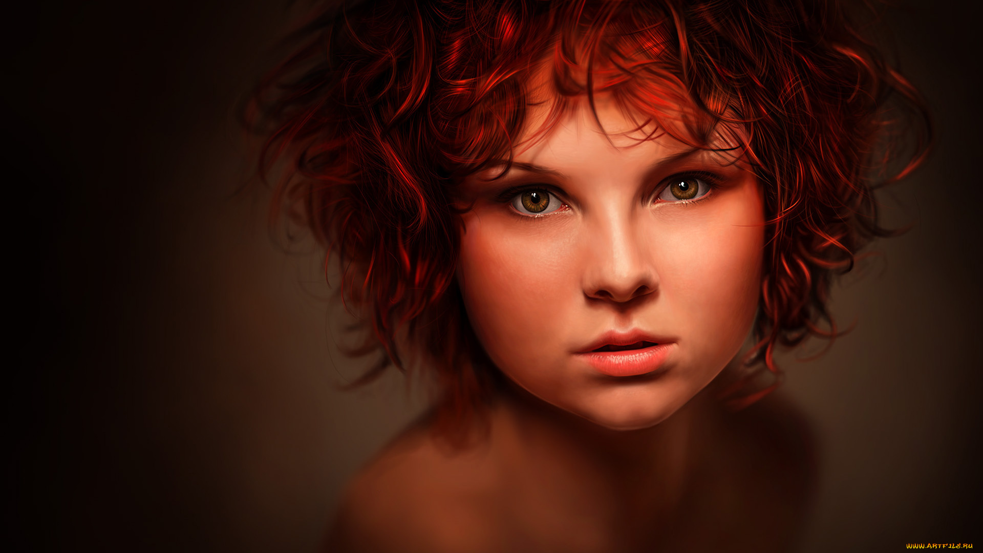 рисованное, люди, девушка, фон, взгляд