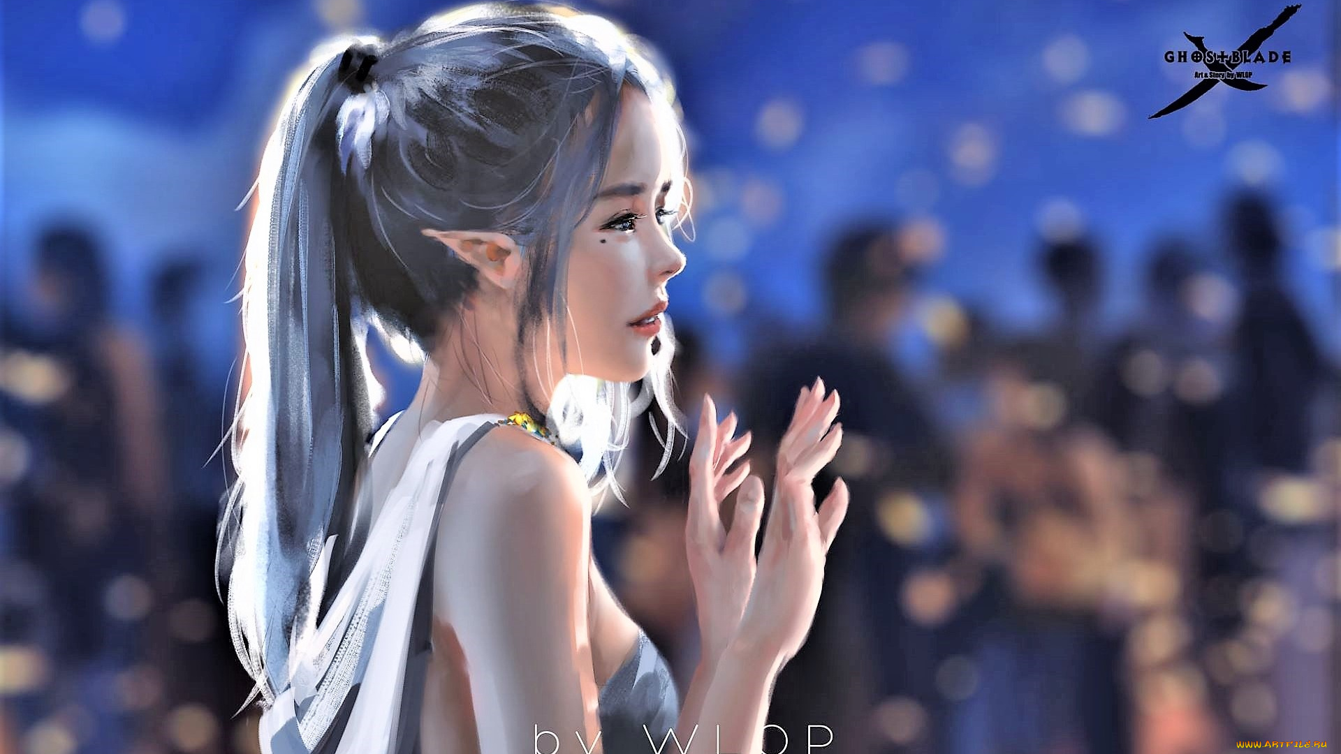 фэнтези, _ghost, blade, , , призрачный, клинок, девушка, эльфийка