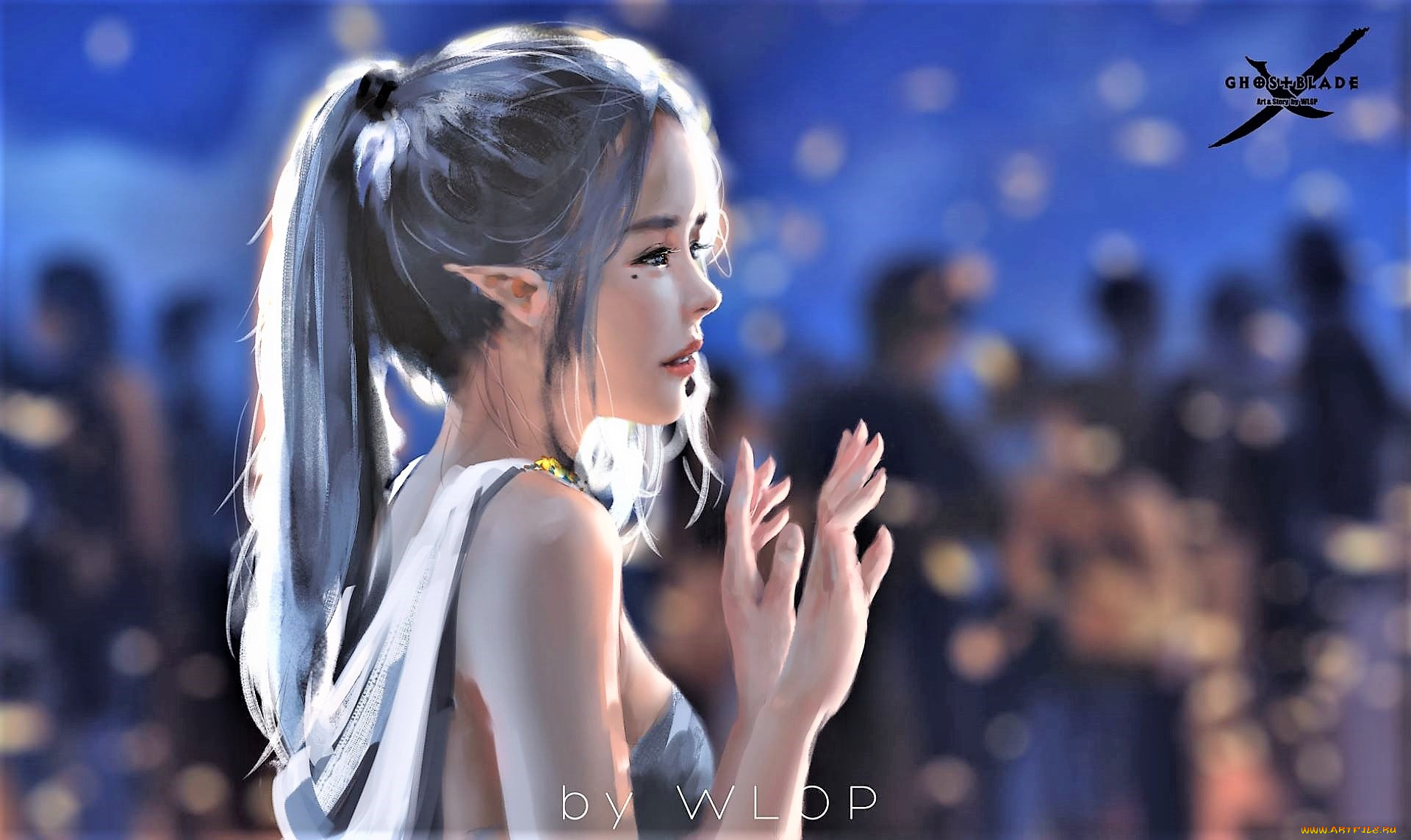 фэнтези, _ghost, blade, , , призрачный, клинок, девушка, эльфийка