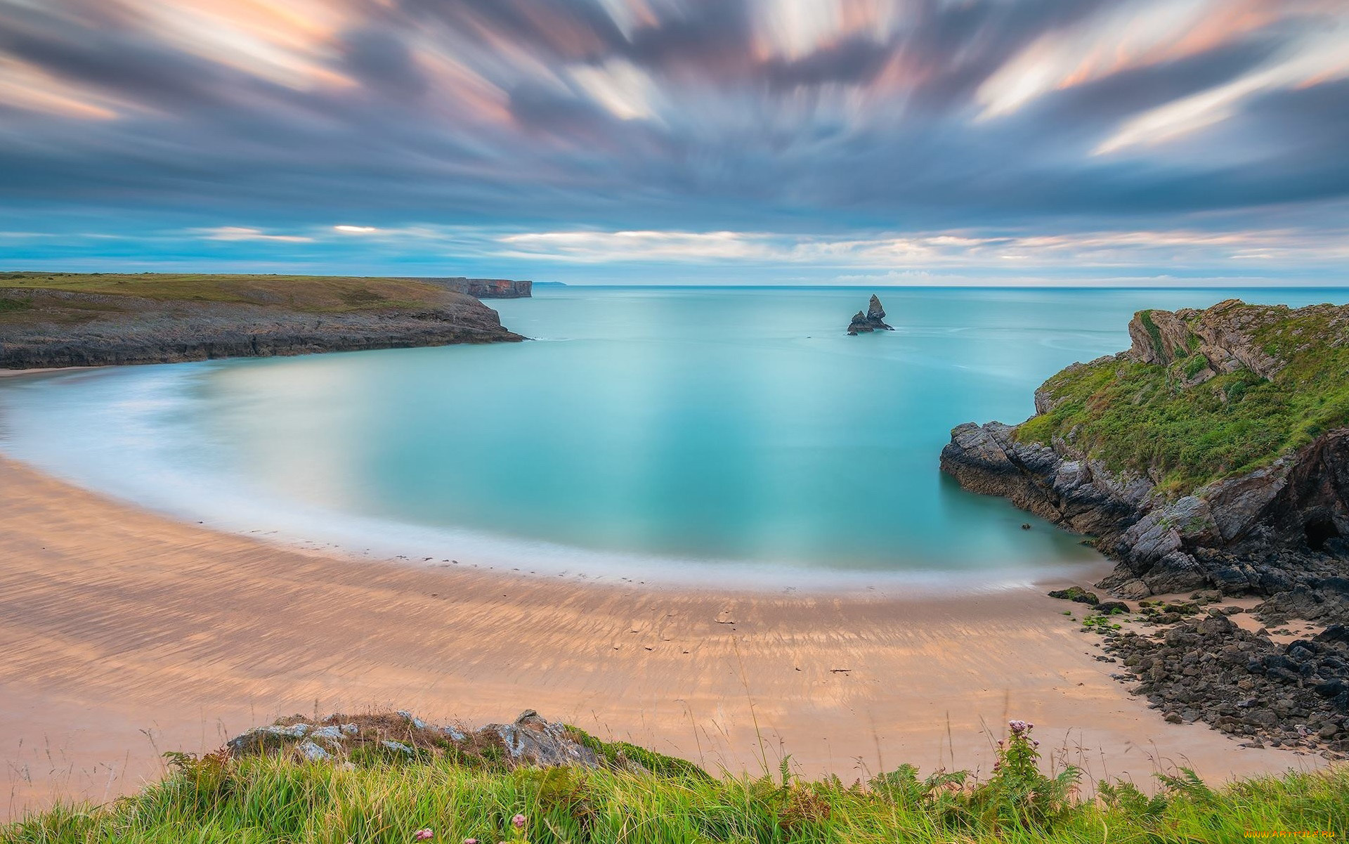 природа, побережье, пляж, залив, скалы