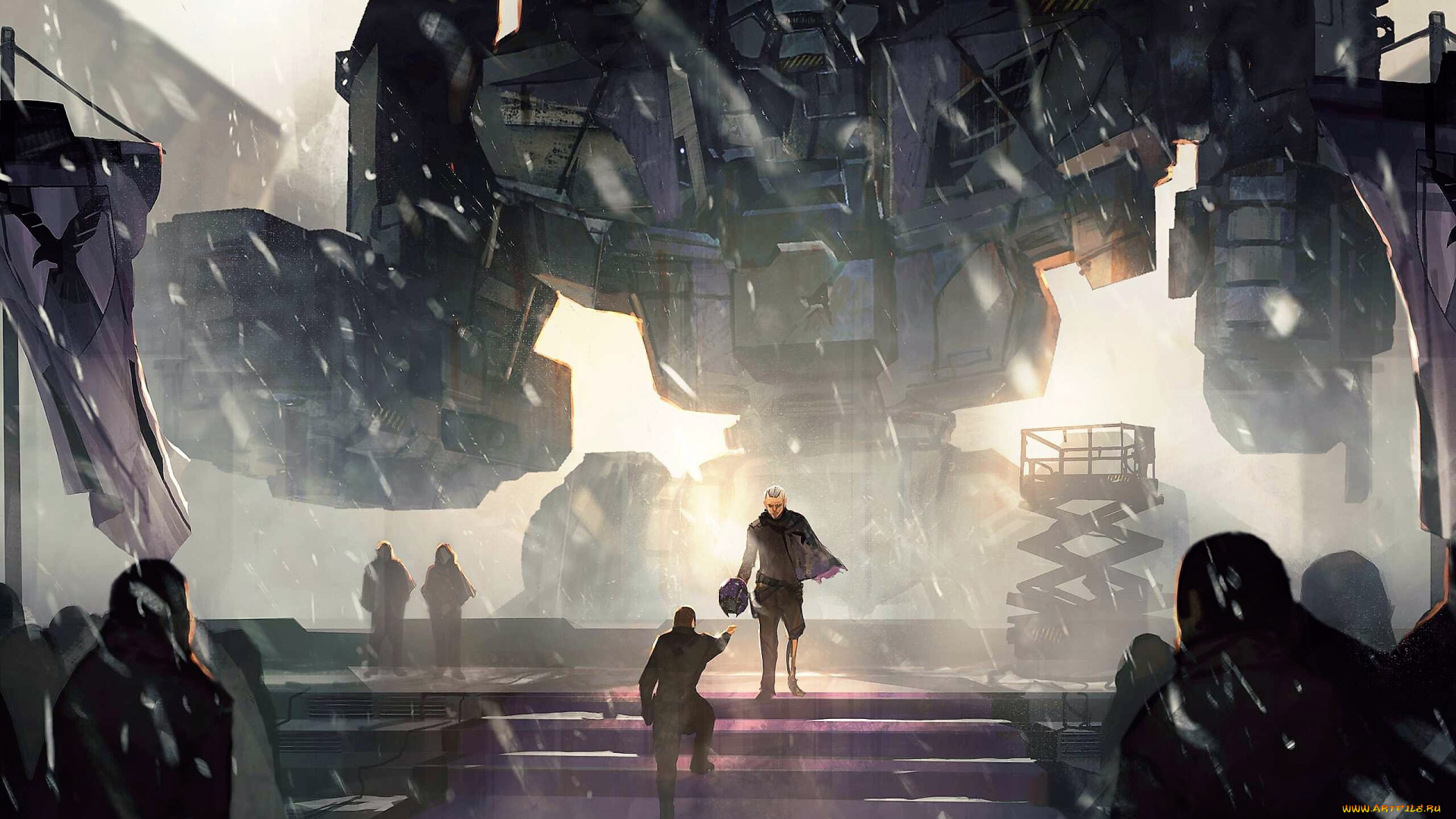 видео, игры, battletech, робот, снег, люди