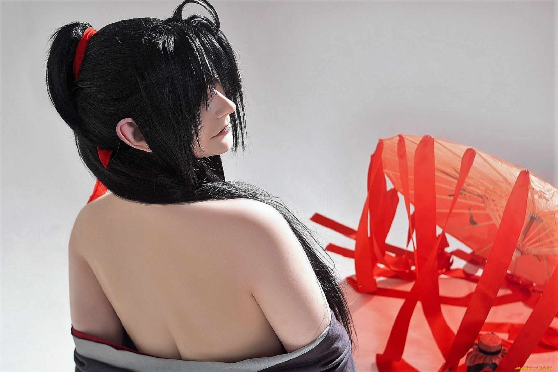 девушки, -, креатив, , косплей, образ, костюм, зонт