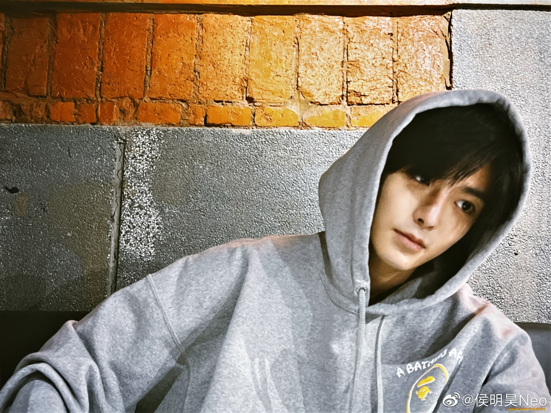 мужчины, hou, ming, hao, актер, толстовка, капюшон