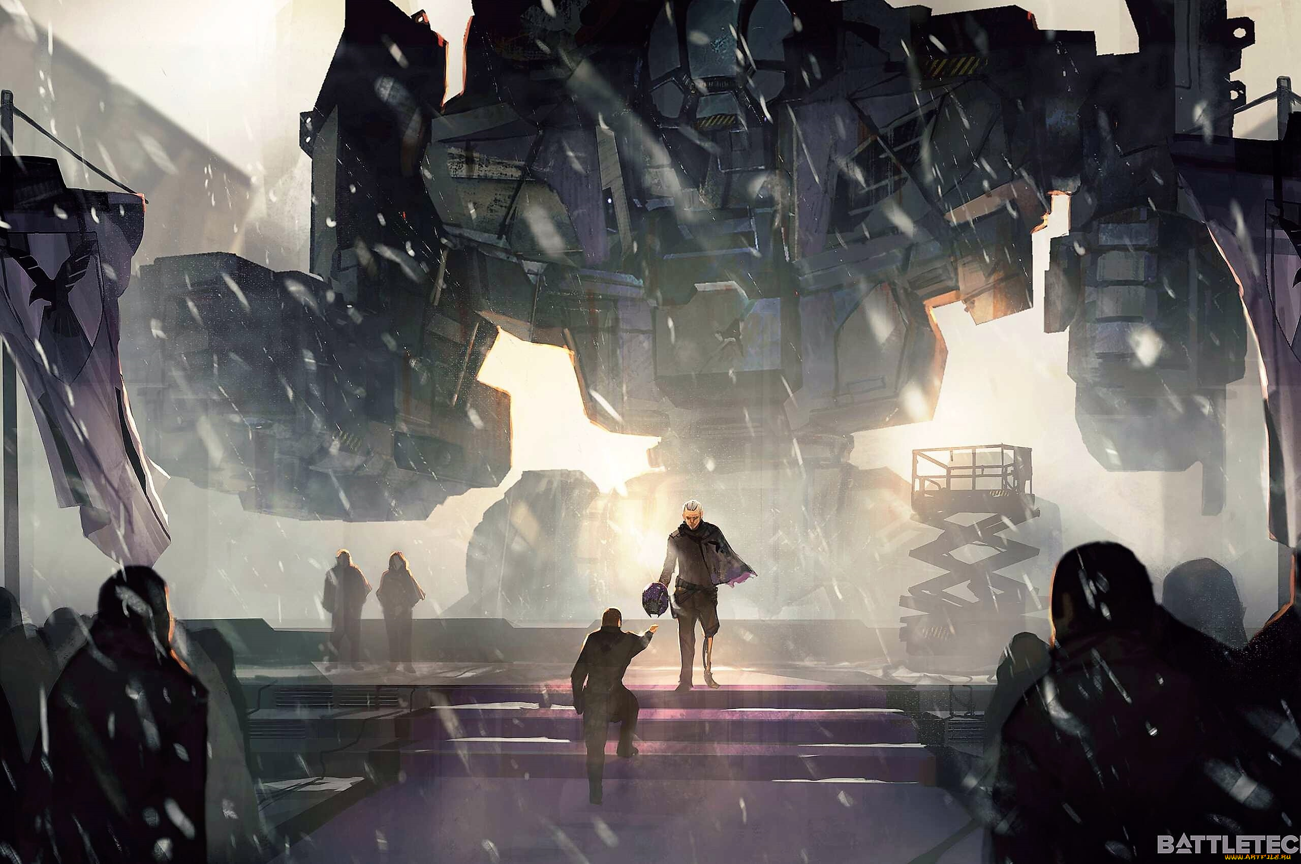 видео, игры, battletech, робот, снег, люди