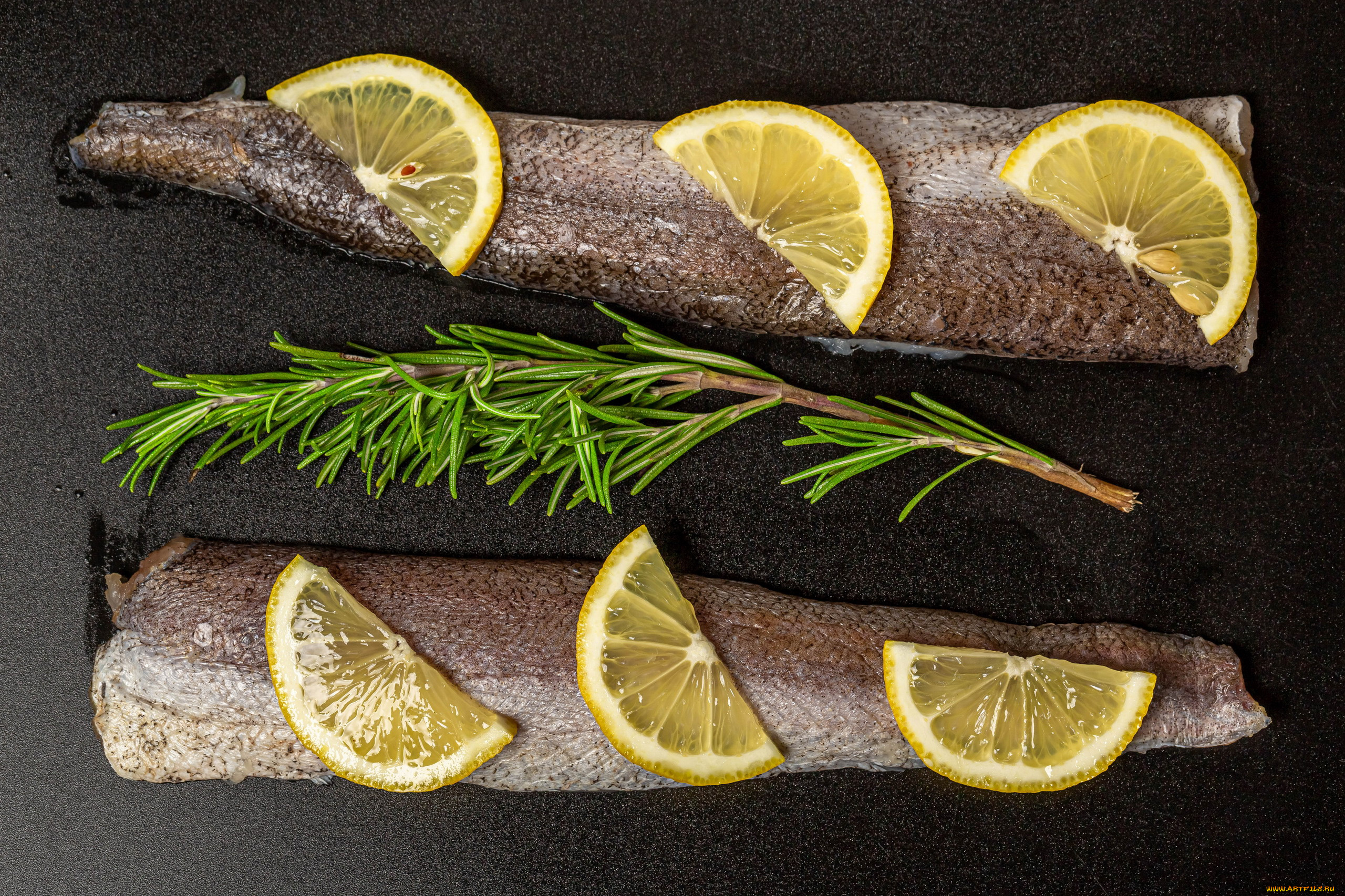 еда, рыба, , морепродукты, , суши, , роллы, хек, тушка, лимон, розмарин