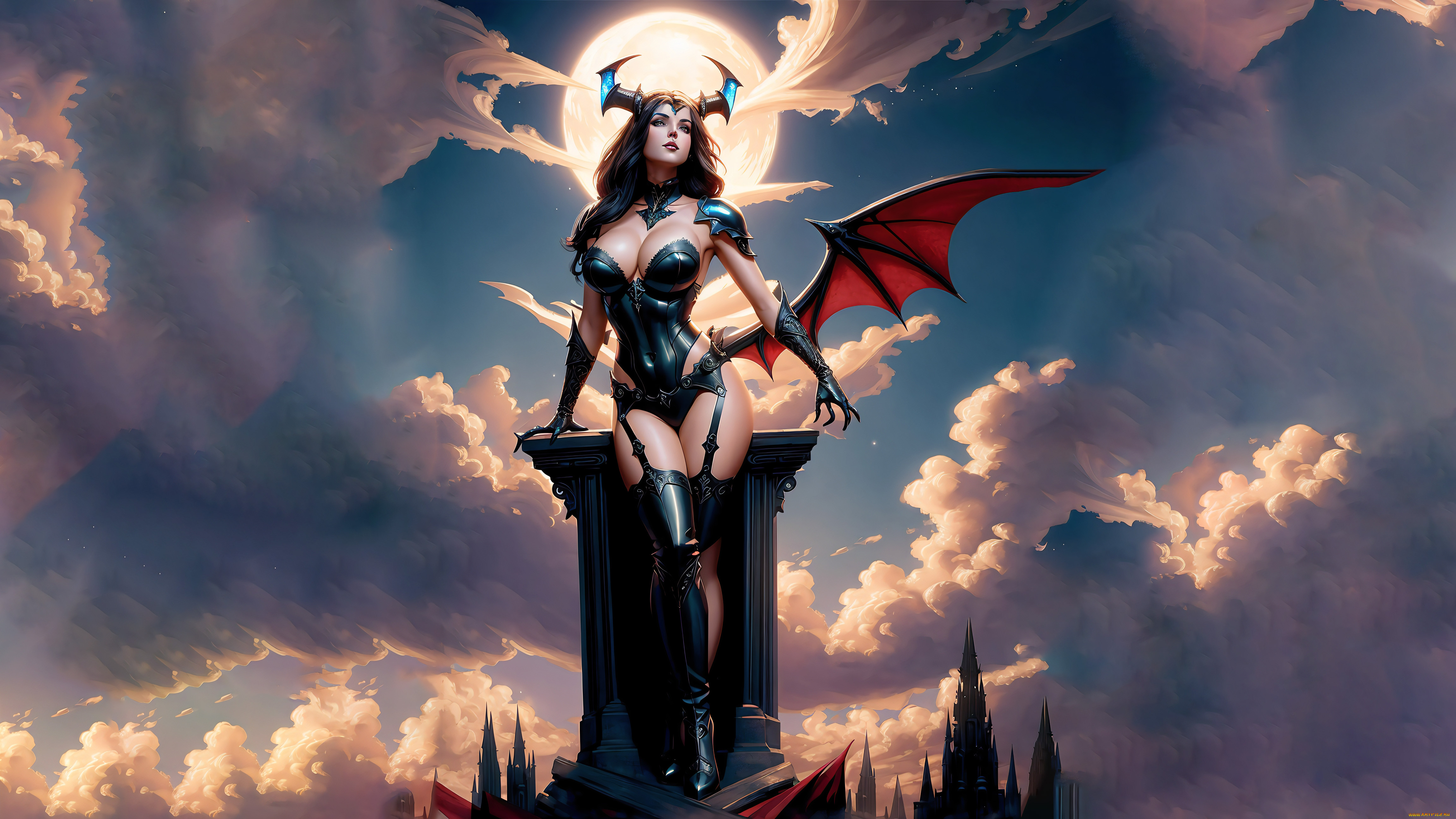 фэнтези, демоны, нейросети, графика, нейроарт, ai, art, нейронные, сети, рисунки, нейро, искусство, демонесса, облака