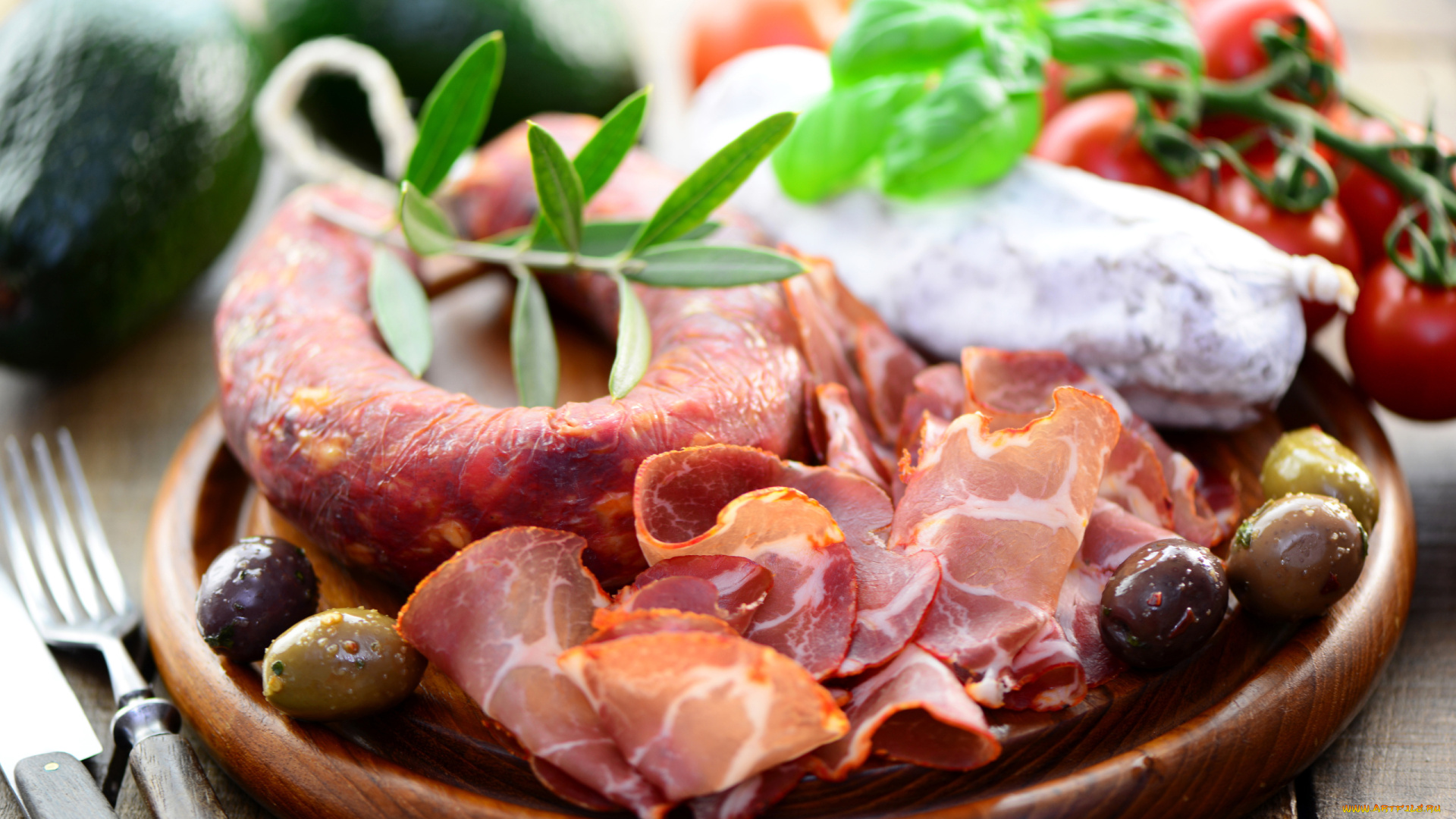 еда, колбасные, изделия, оливки, колбаса, ветчина