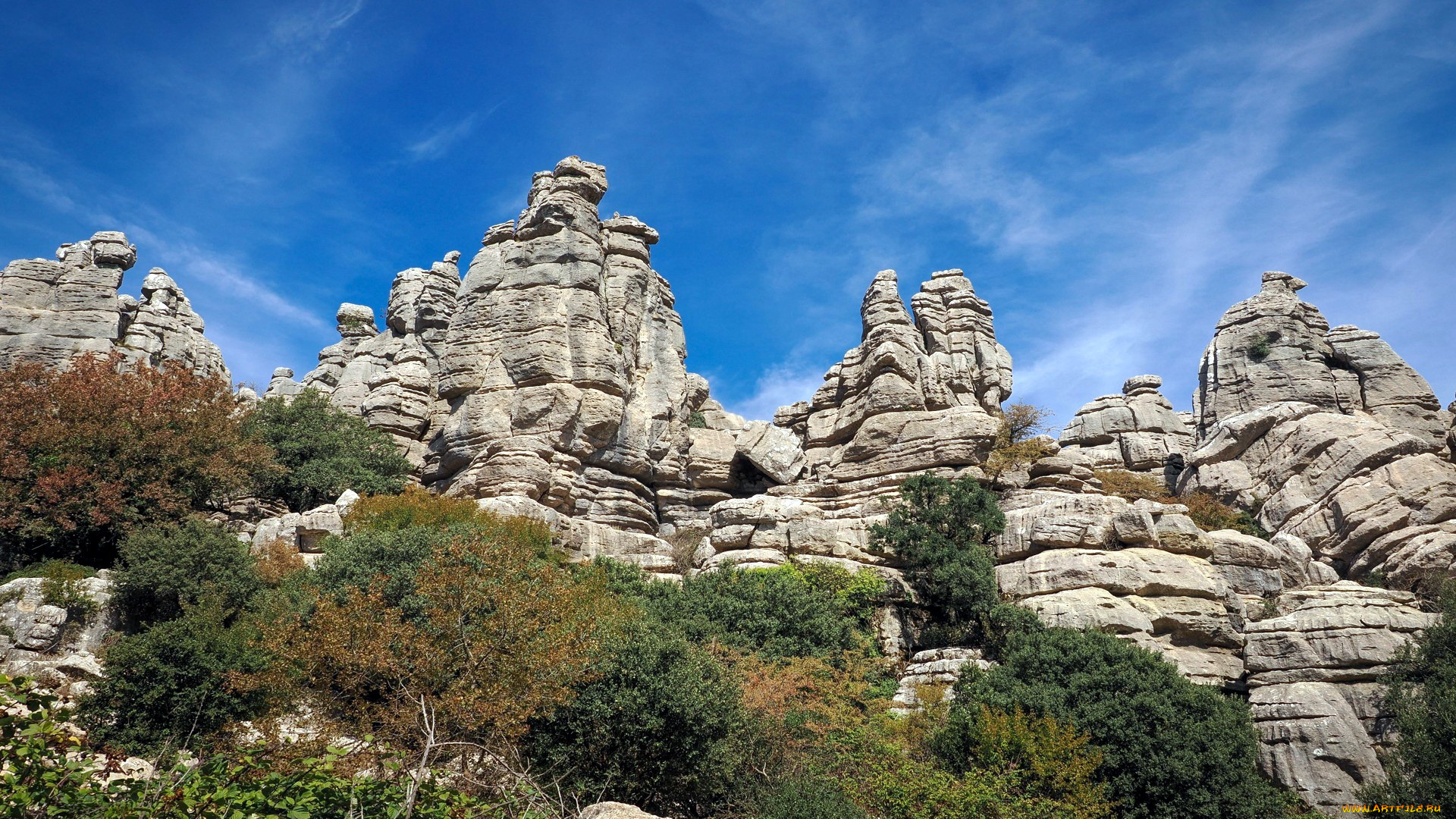 layered, rock, towers, el, torcal, de, antequera, spain, природа, горы, layered, rock, towers, el, torcal, de, antequera