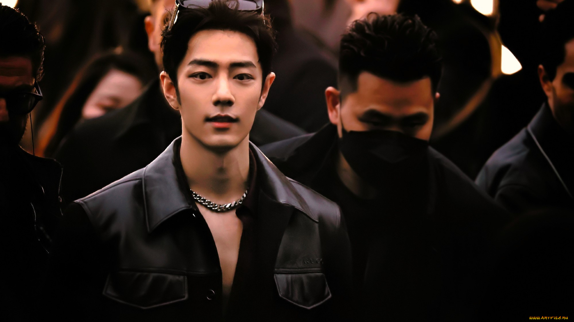 мужчины, xiao, zhan, актер, очки, цепь, куртка, люди