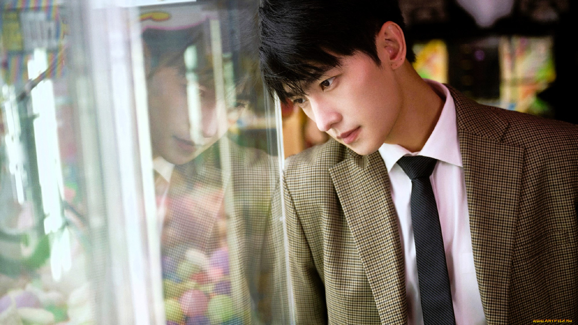 мужчины, yang, yang, актер, пиджак, галстук, окно