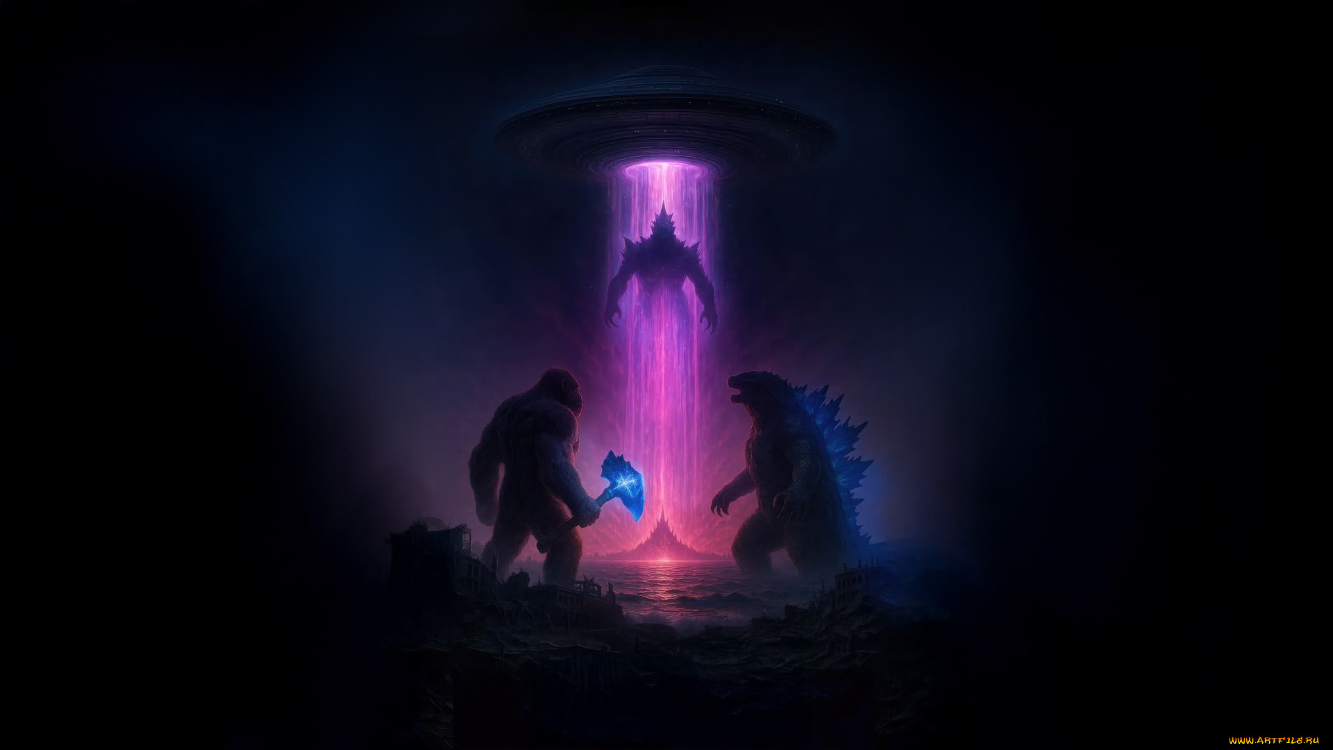 рисованное, кино, , мультфильмы, godzilla, x, kong, supernova