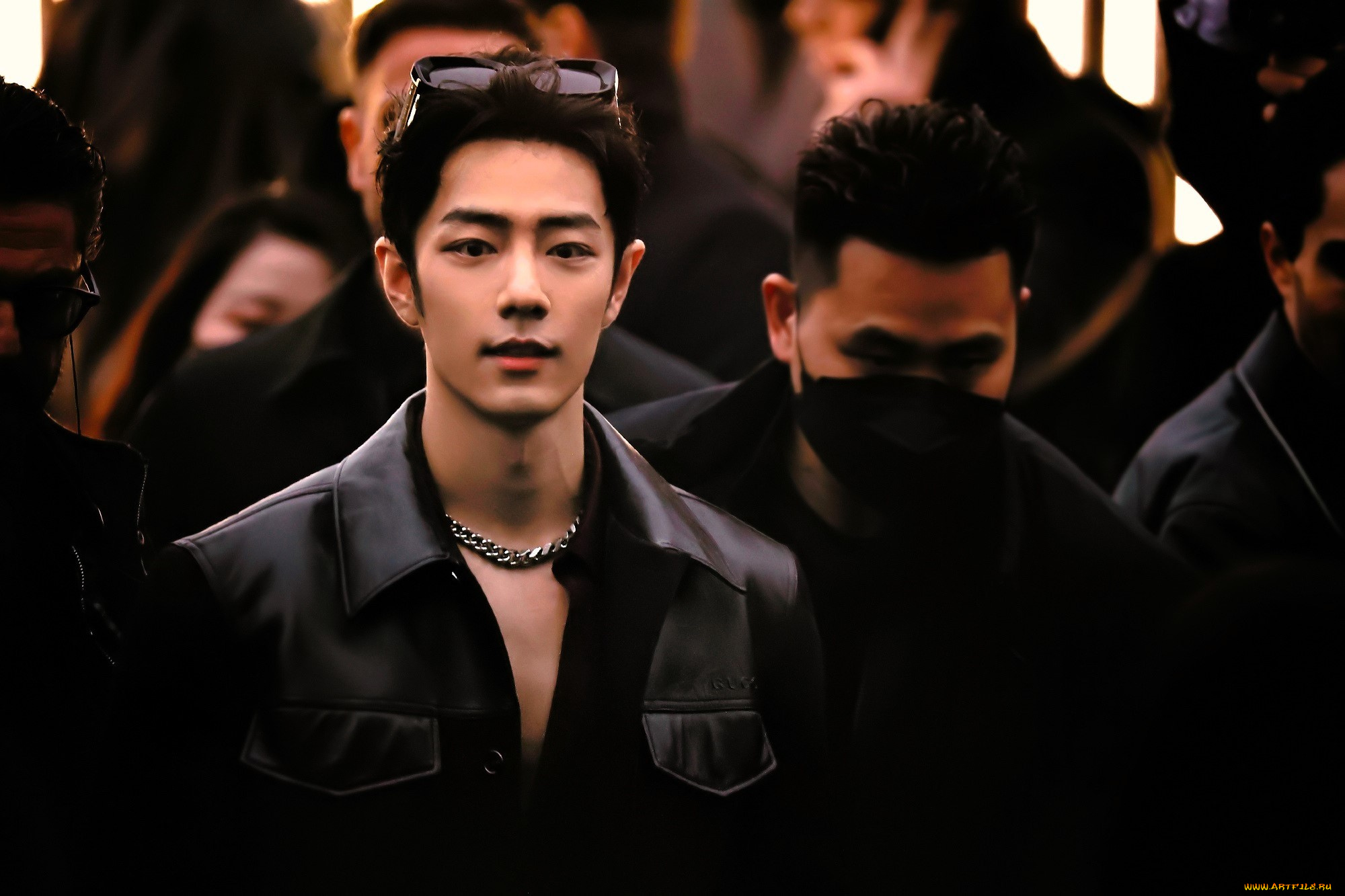 мужчины, xiao, zhan, актер, очки, цепь, куртка, люди