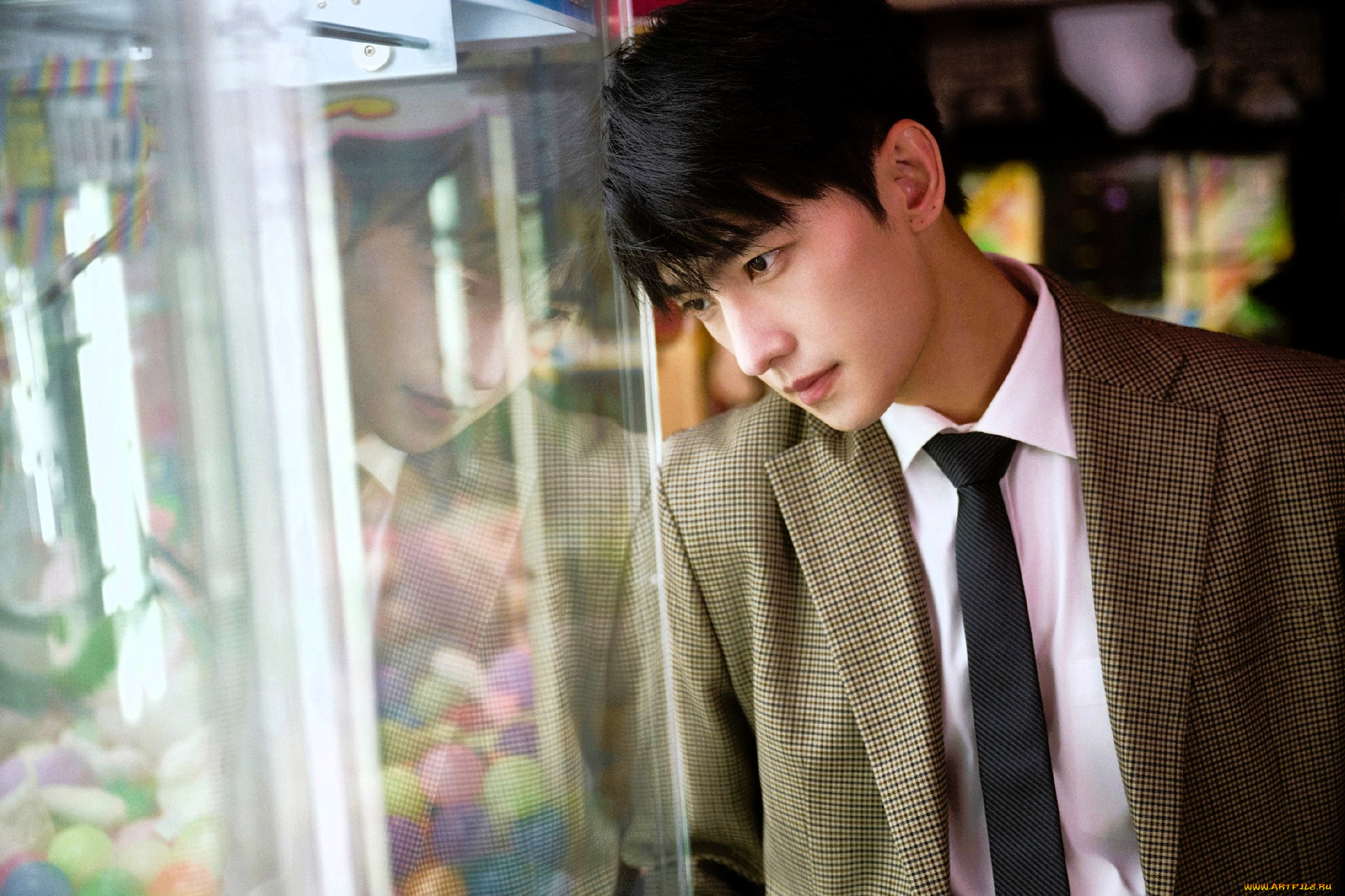 мужчины, yang, yang, актер, пиджак, галстук, окно