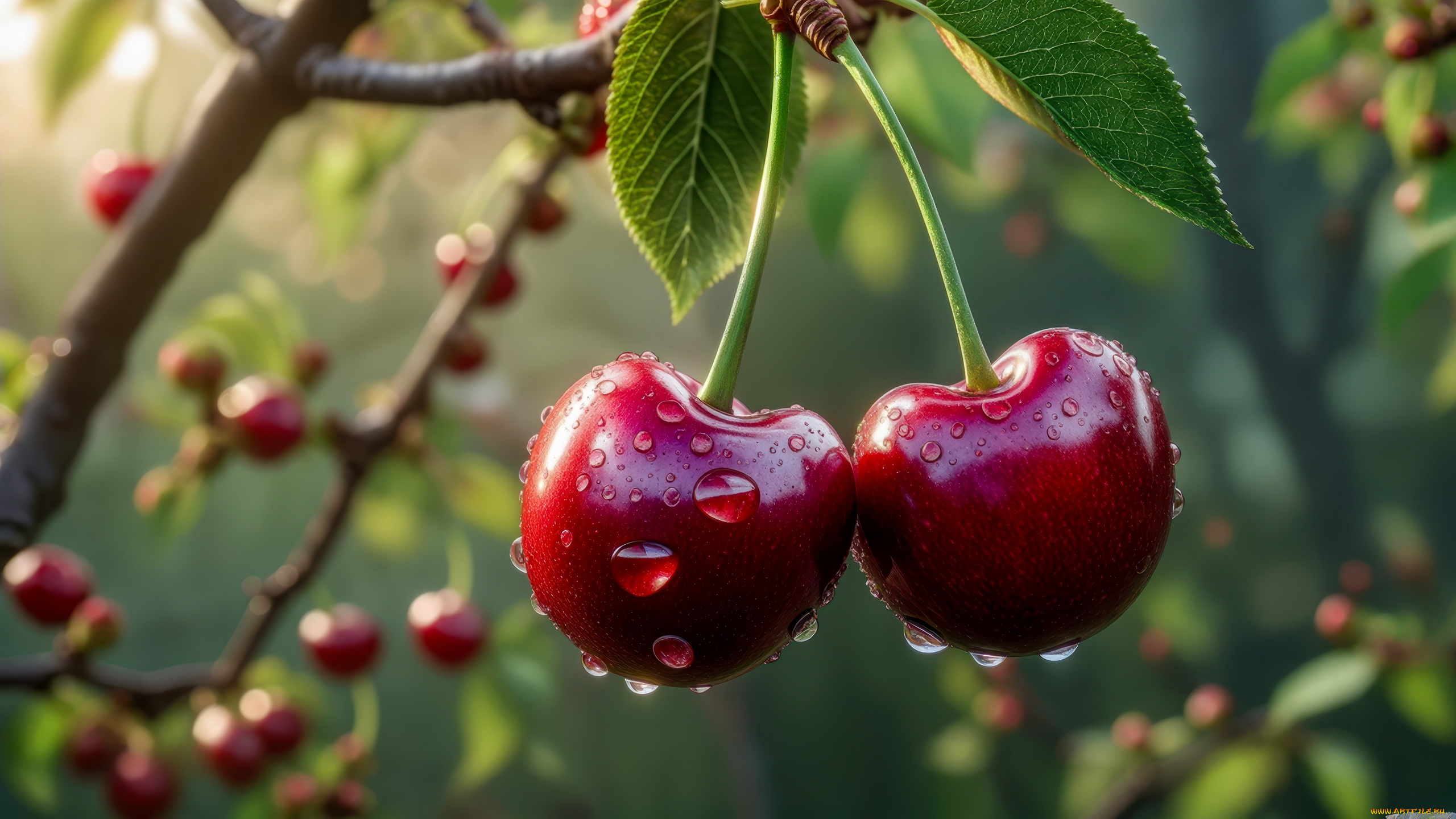 3д, графика, природа, , nature, вишни