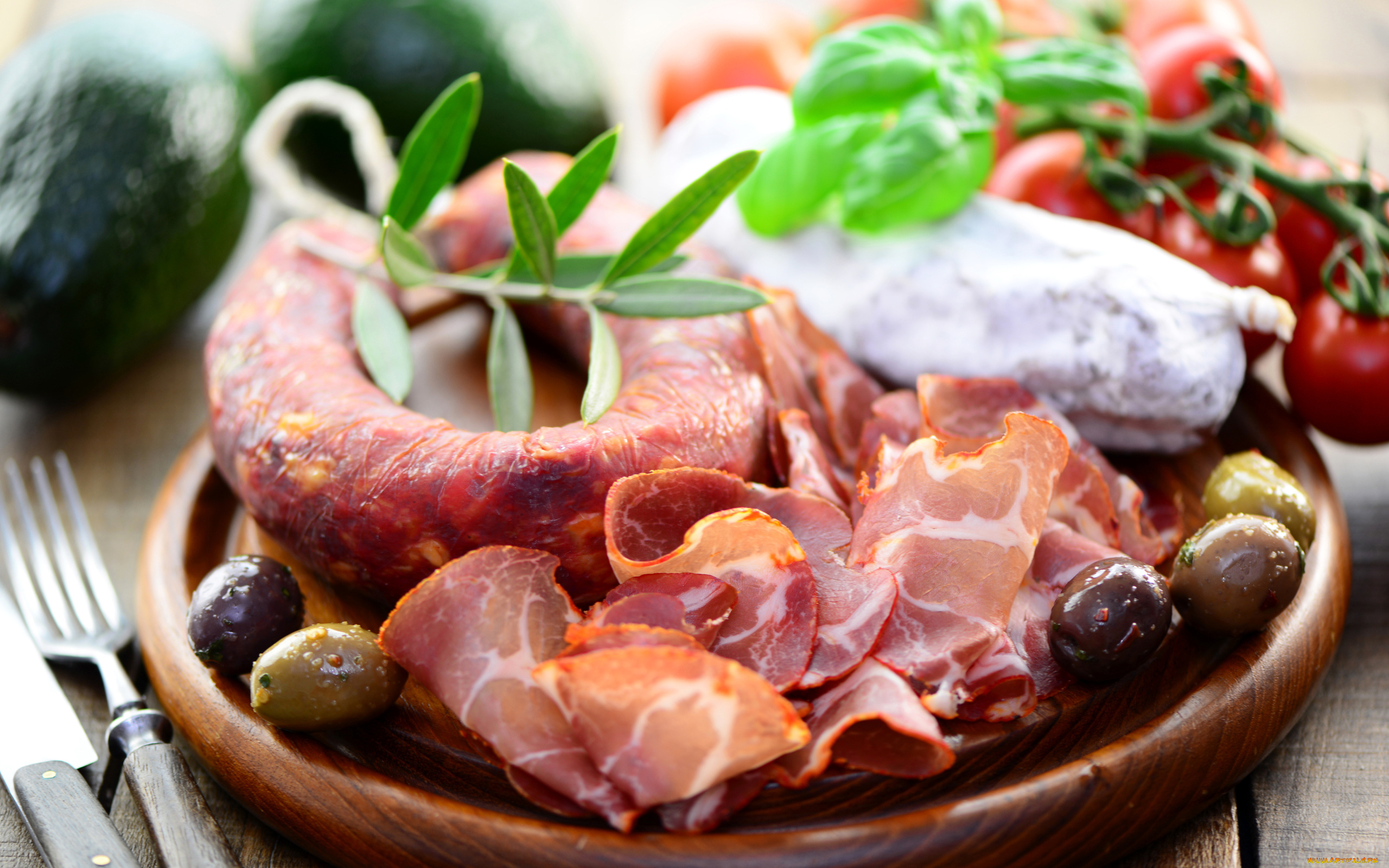 еда, колбасные, изделия, оливки, колбаса, ветчина