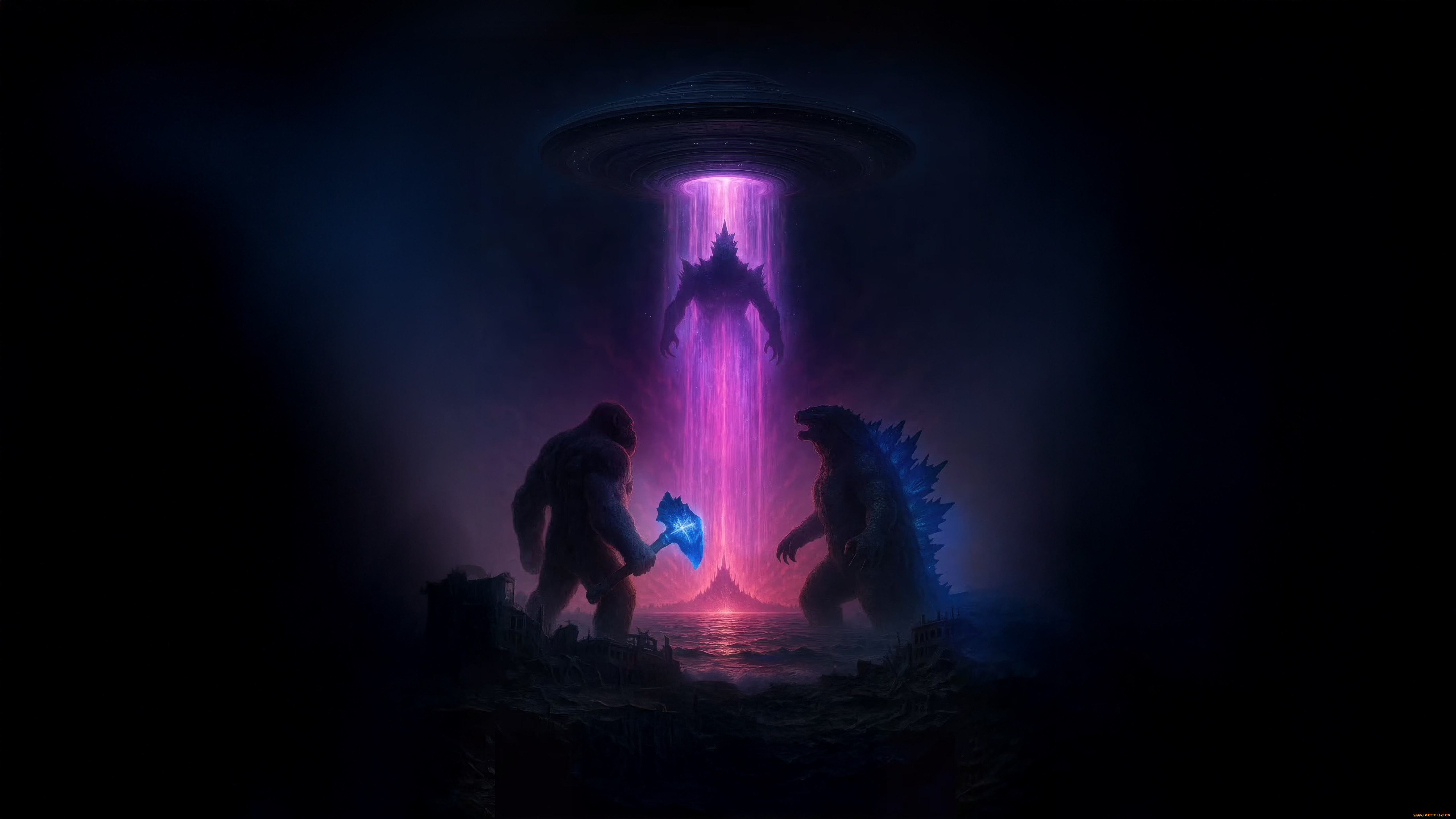 рисованное, кино, , мультфильмы, godzilla, x, kong, supernova