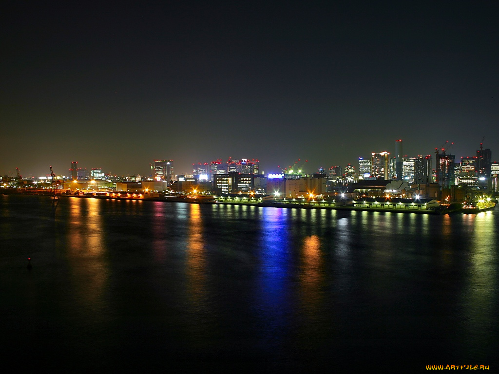города, огни, ночного