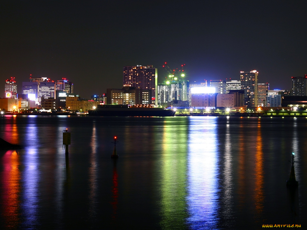 города, огни, ночного