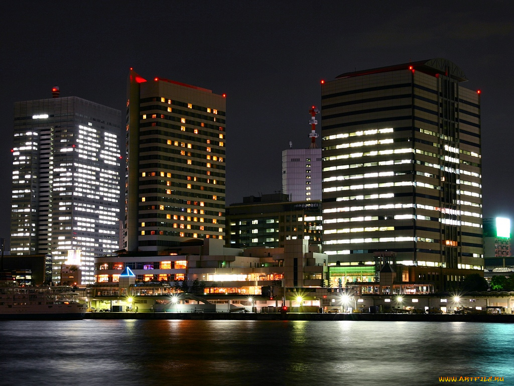 города, огни, ночного