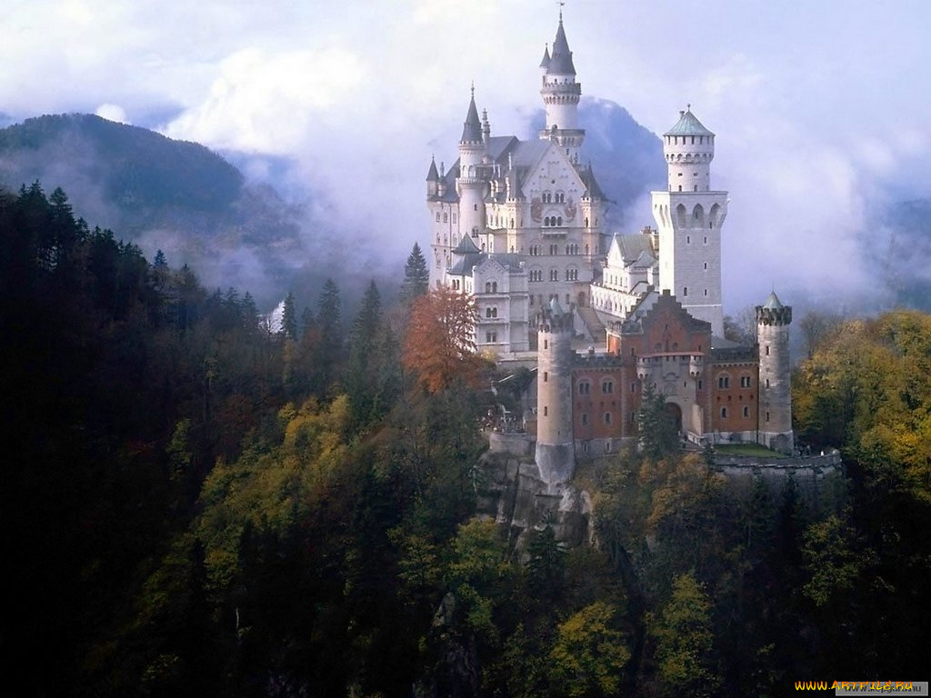 города, замок, нойшванштайн, германия