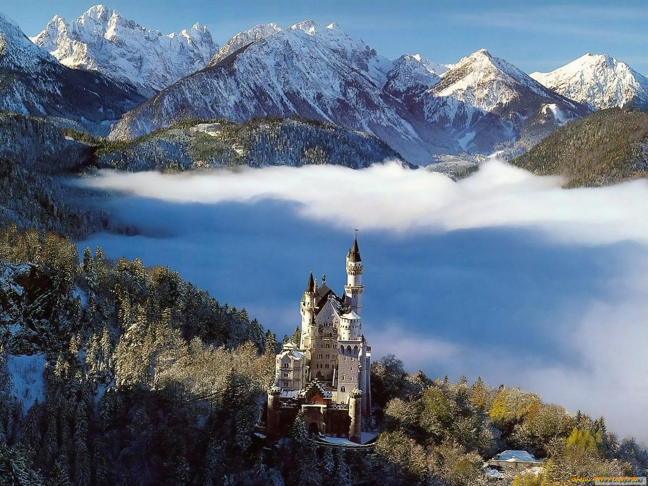 города, замок, нойшванштайн, германия