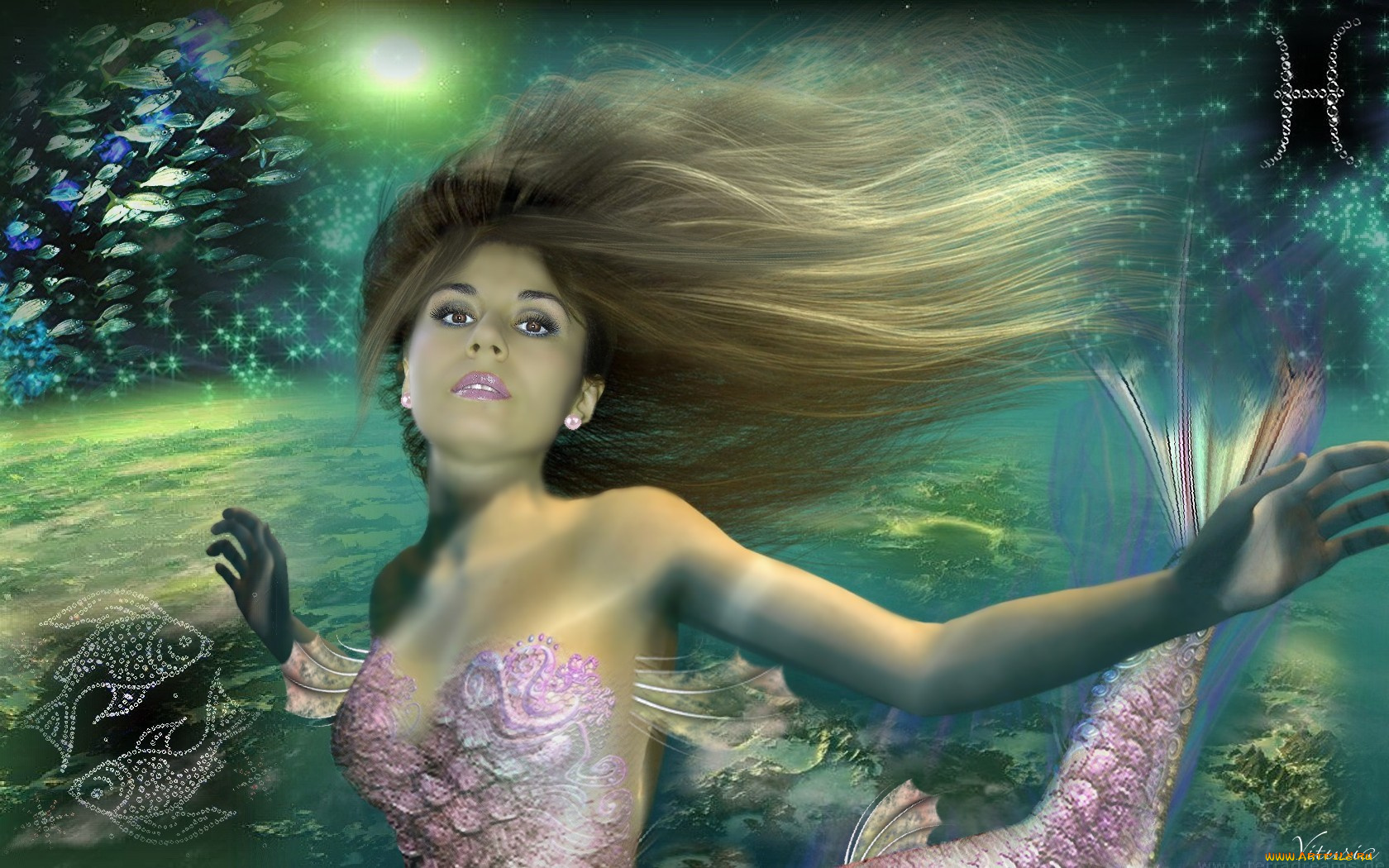 космический, гороскоп, рыбы, фэнтези, существа