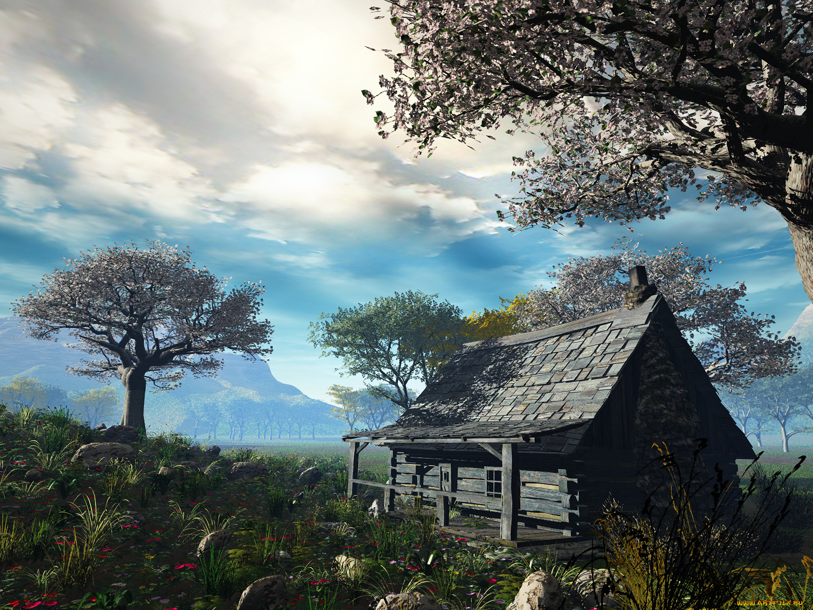 3д, графика, nature, landscape, природа, дом