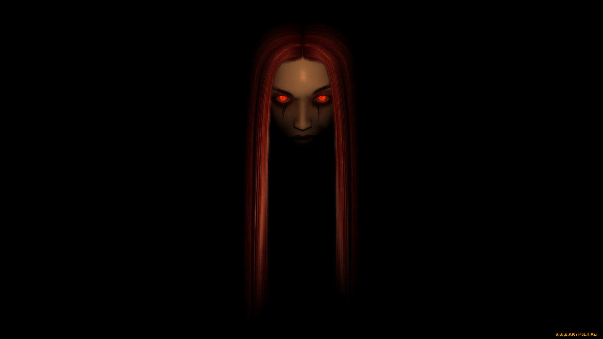 3д, графика, horror, ужас, глаза, волосы, кровь