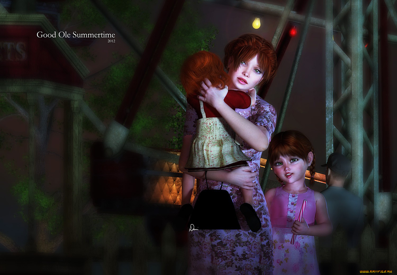 3д, графика, people, люди, мать, дети