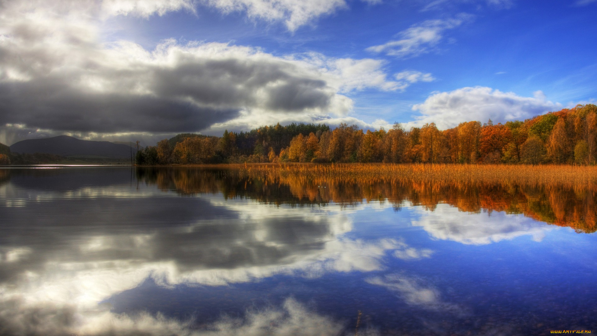 природа, реки, озера, желтая, горы, лес, река, листва, осень