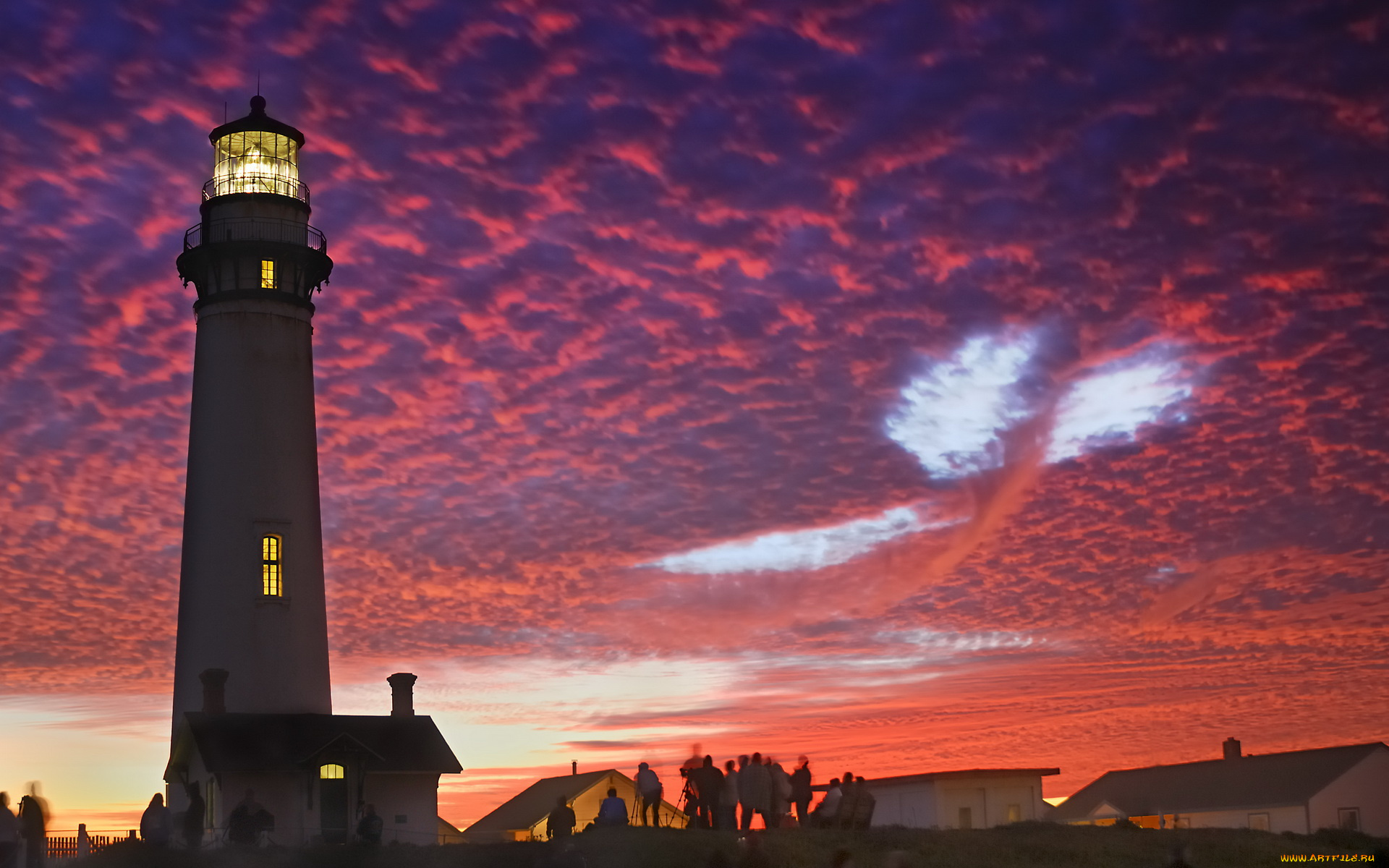 природа, маяки, облака, вечер