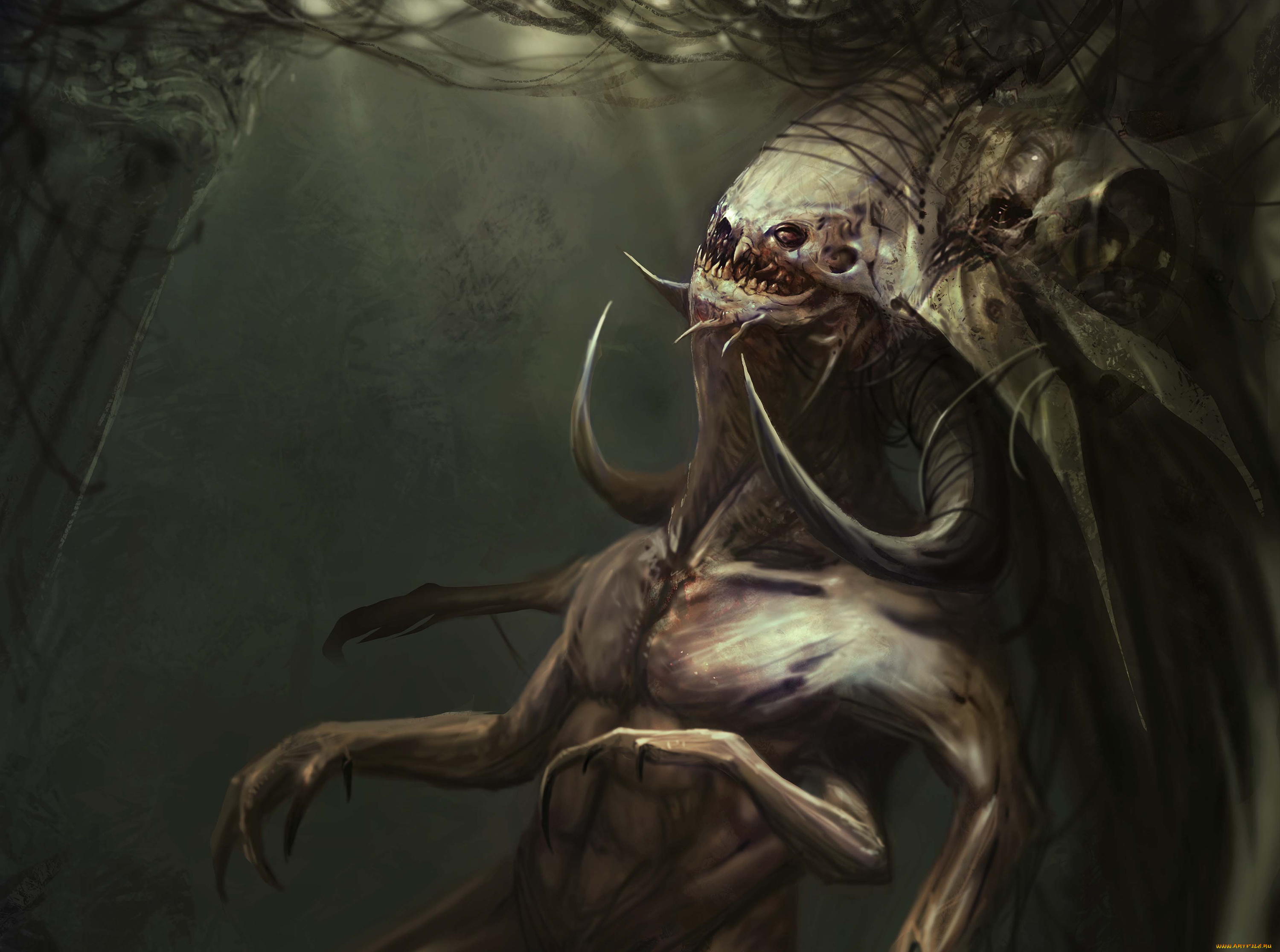 фэнтези, существа, рога, клыки