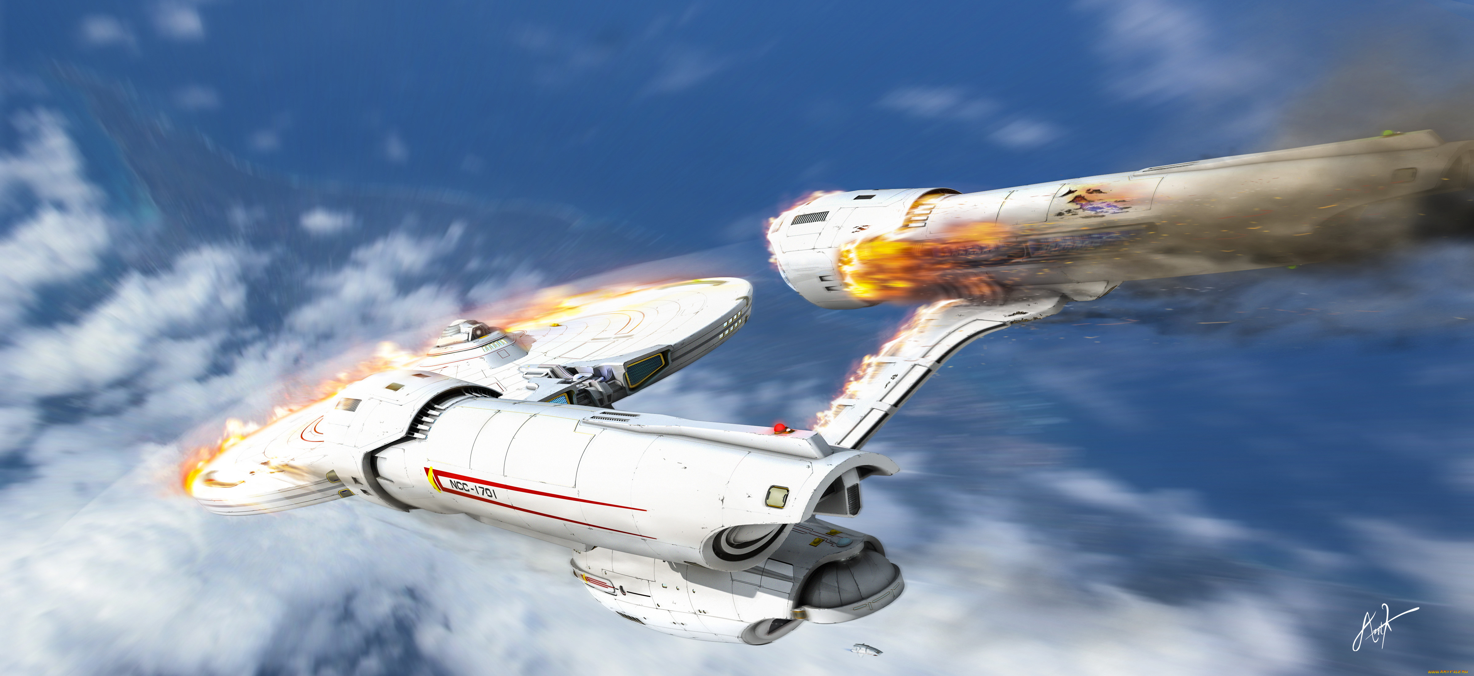 фэнтези, космические, корабли, звездолеты, станции, огонь