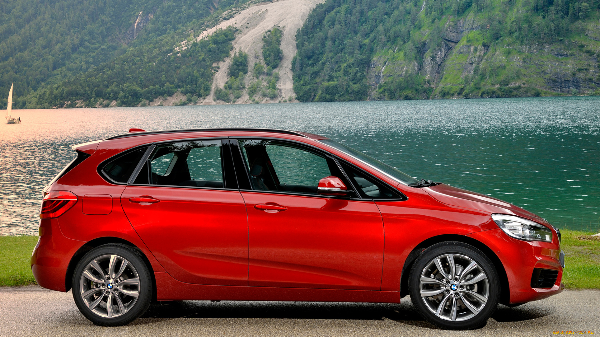 автомобили, bmw, 218d, active, tourer, f45, 2014г, красный