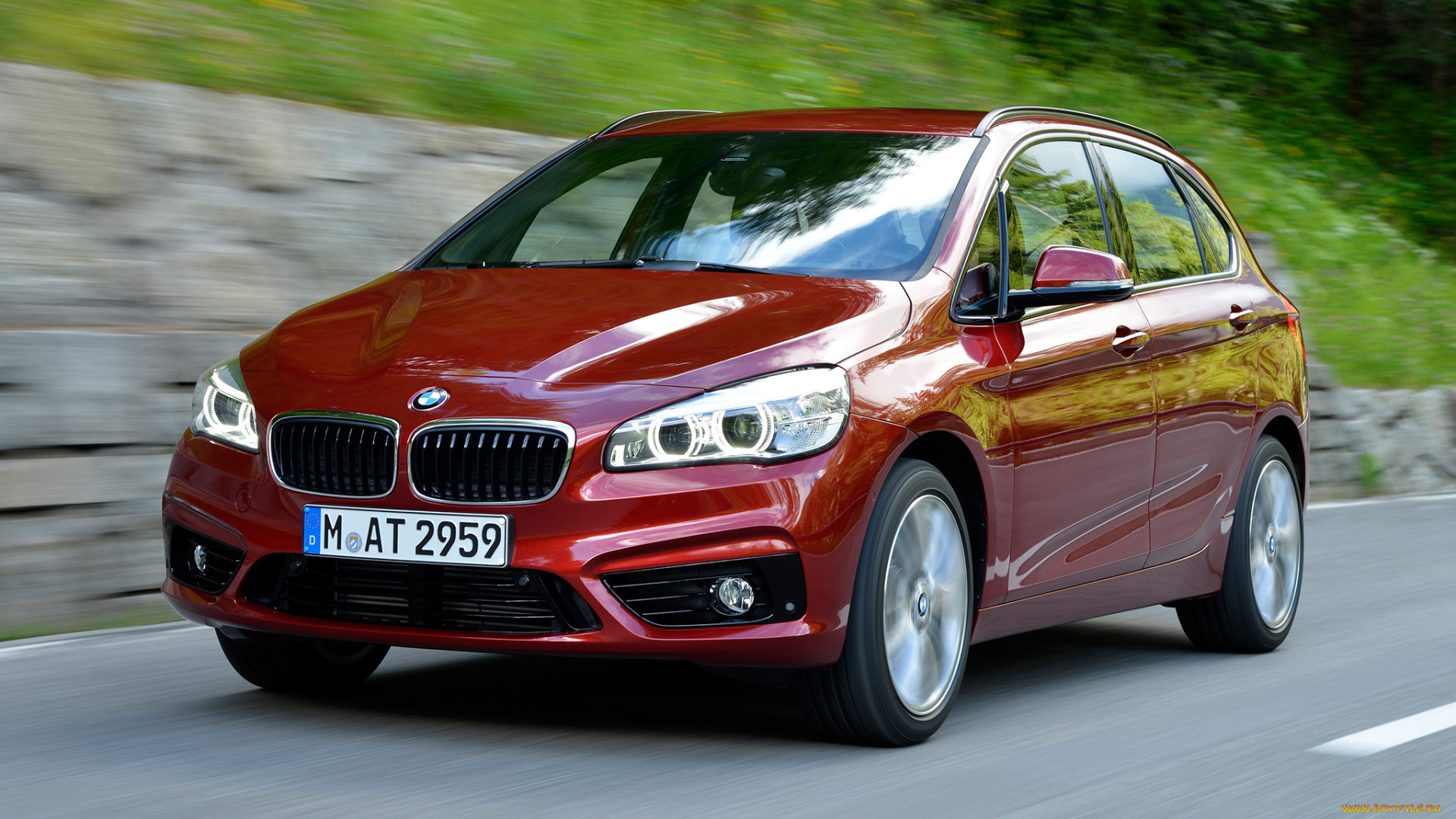 автомобили, bmw, 218d, active, tourer, f45, 2014г, красный