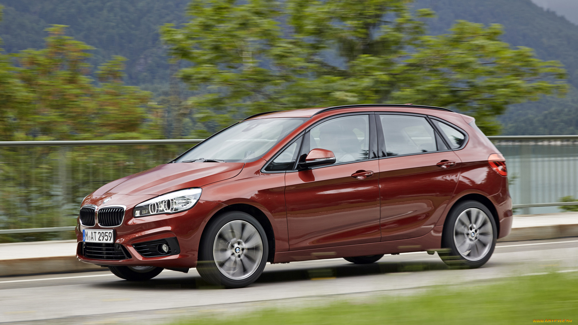 автомобили, bmw, 218d, active, tourer, f45, 2014г, красный